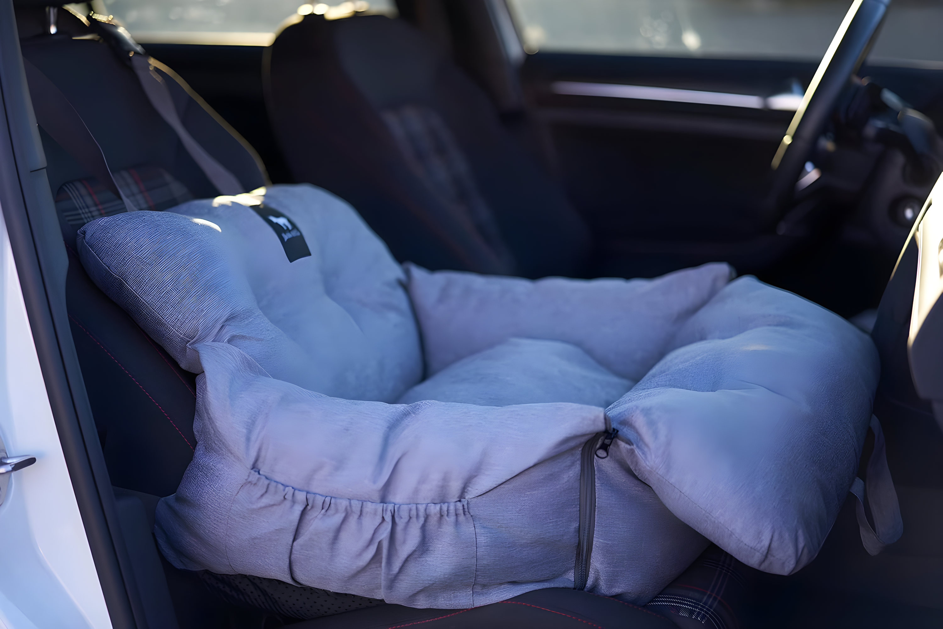 Premium Dog Car Seat & Booster Seat for Small & Medium Pets Under 30lbs, Puppies, Cats/Travel Carrier Bed & Bag, Front/Back Seat w/Clip-On Leash & Storage Pockets, Water Resistant (Grey)