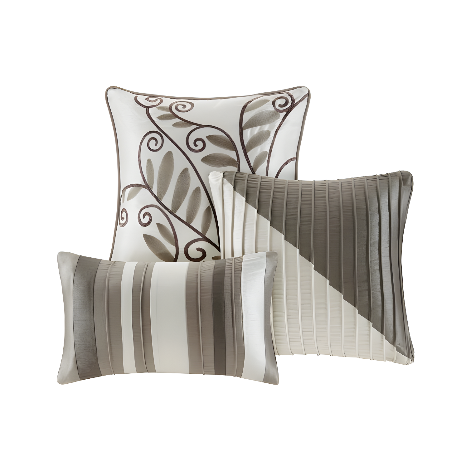 Madison Park Amherst 7 Piece Striped and Pleated Comforter Set