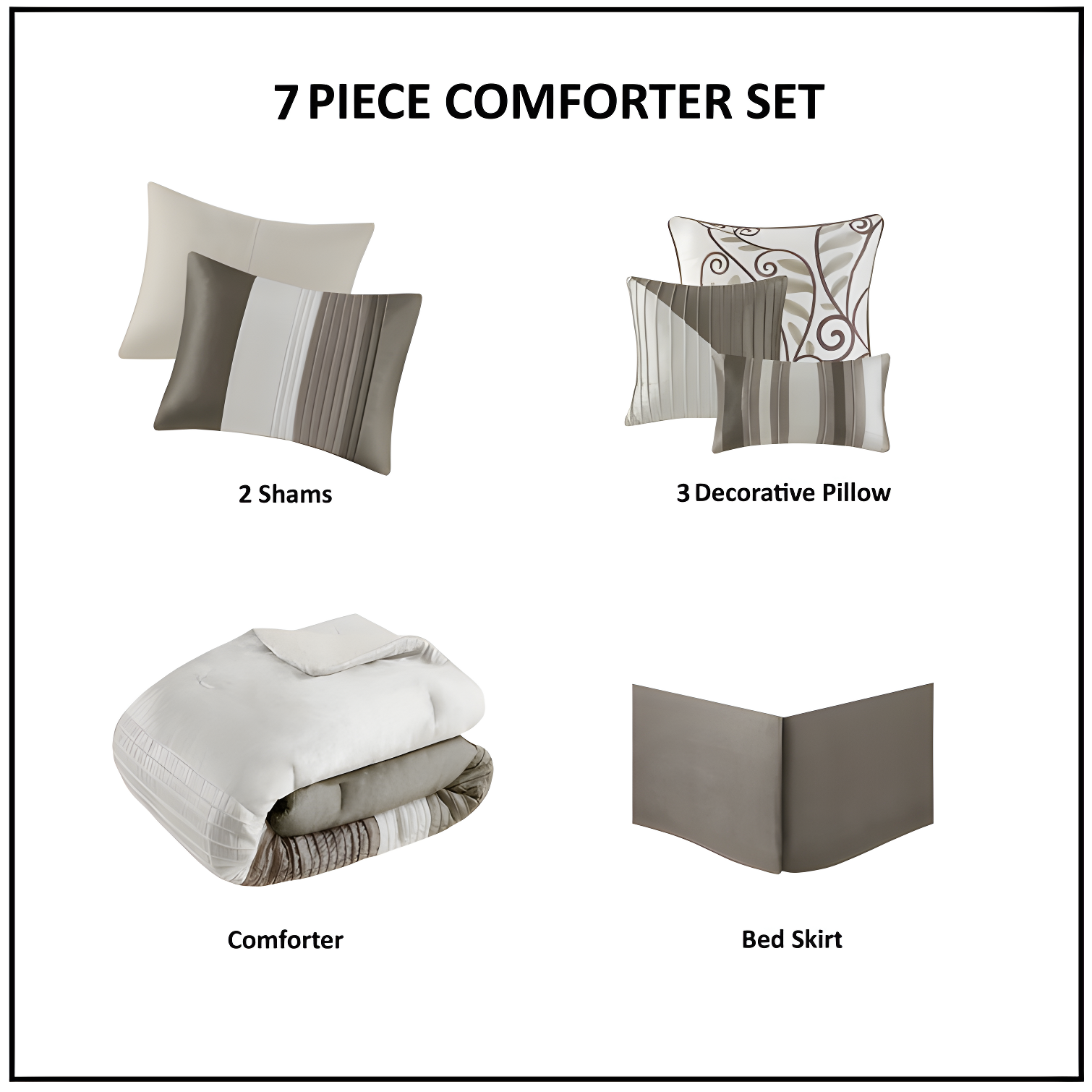 Madison Park Amherst 7 Piece Striped and Pleated Comforter Set