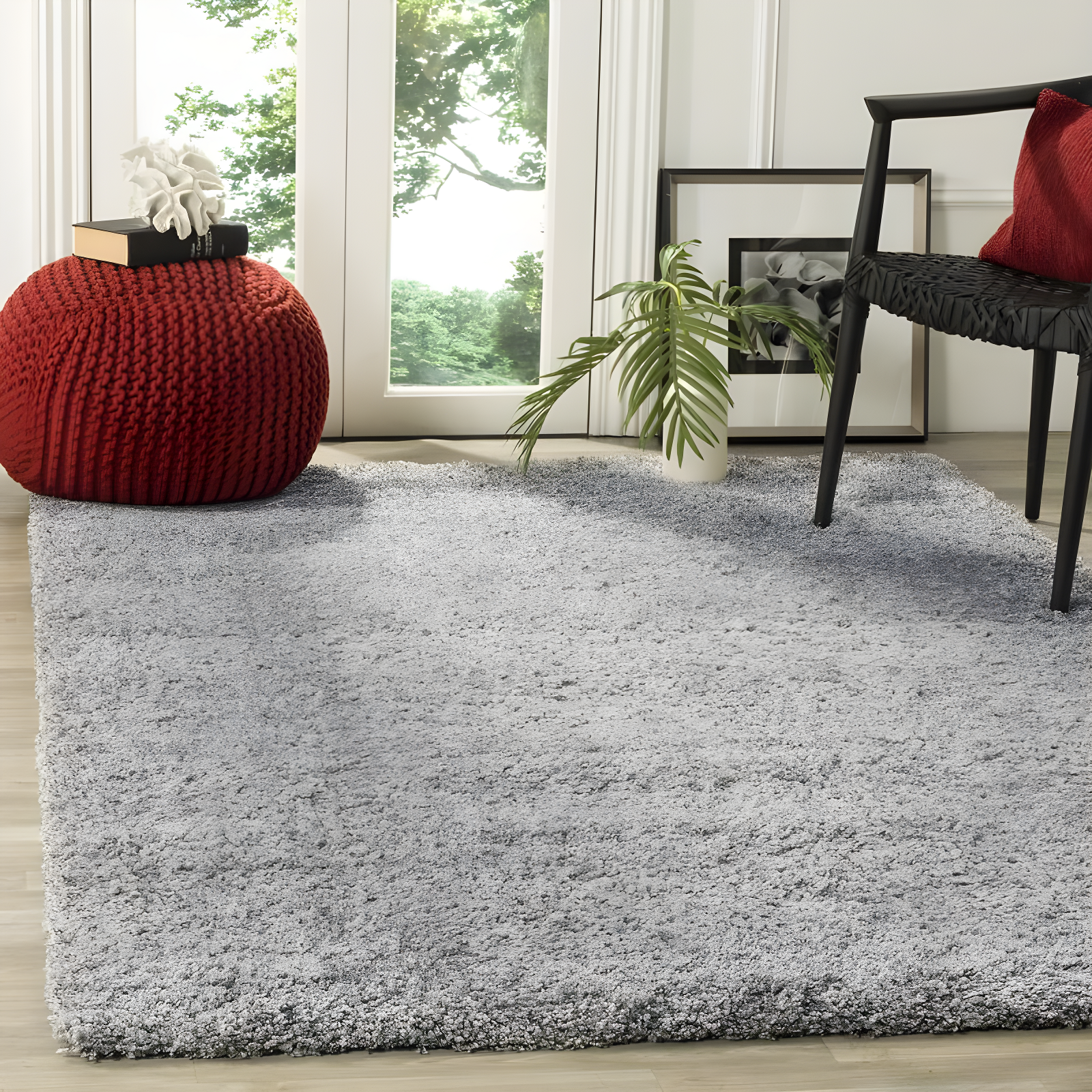Shag SG151 Power Loomed Indoor Area Rug - Silver - 5'3"x7'6" - Safavieh.