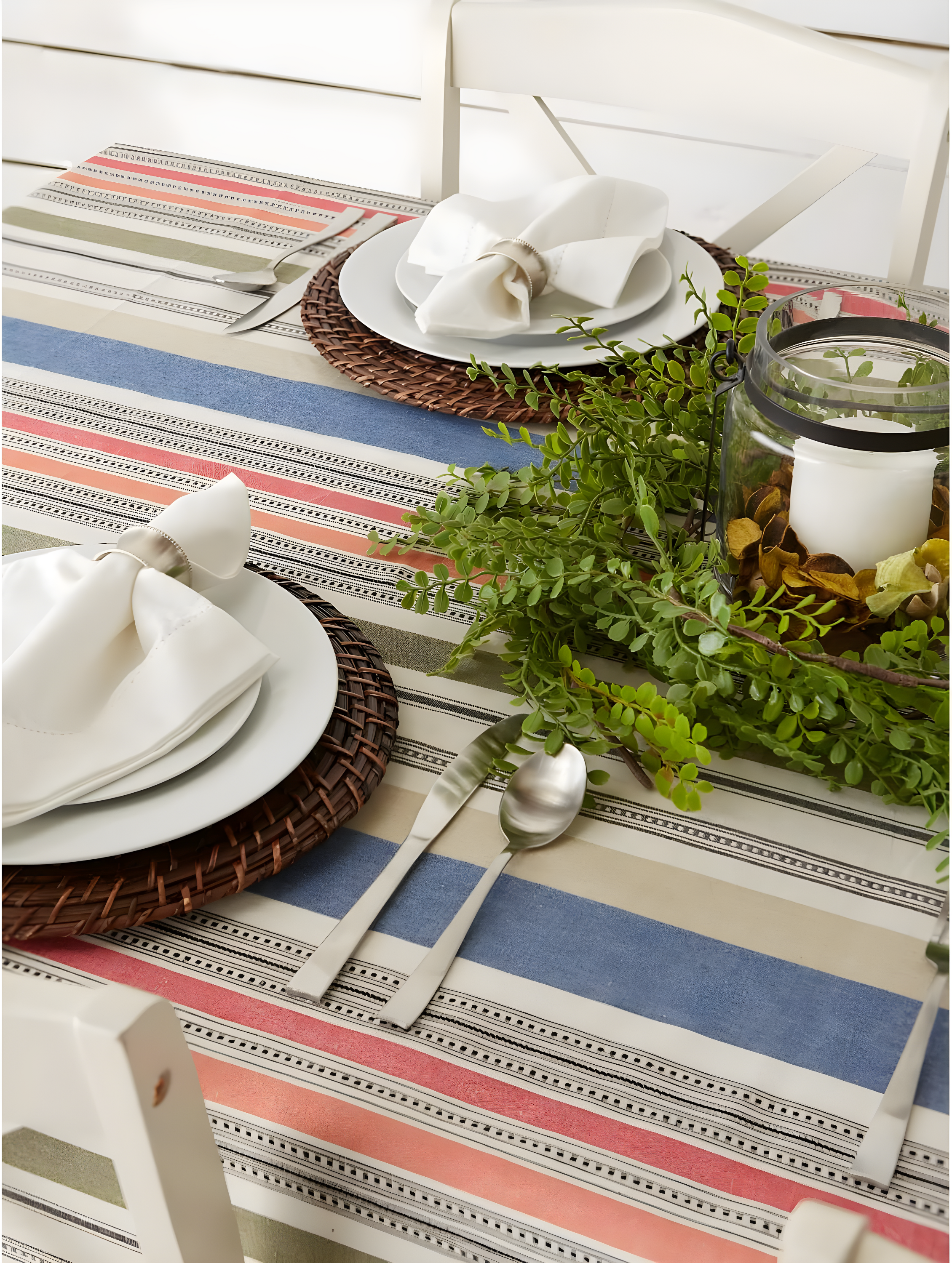 Design Imports  Stripe Tablecloth, Warm Stripe, 60X84"