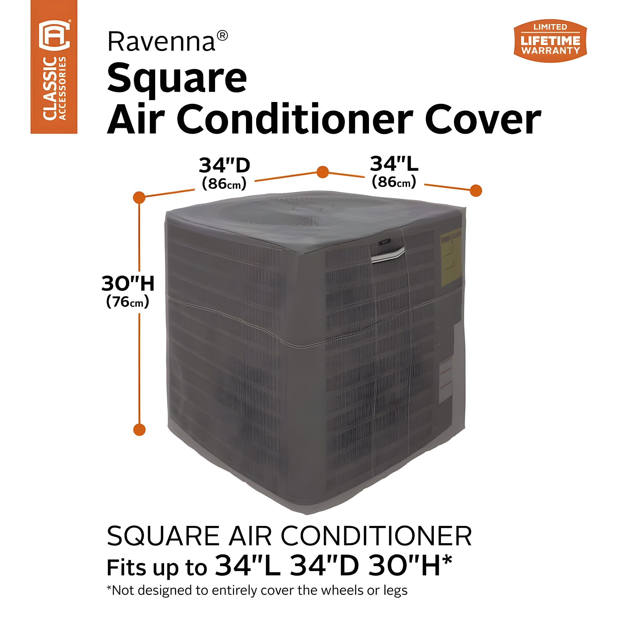 Classic Accessories Ravenna Air Conditioner Cover, Square-Color:Taupe,Shape:Square