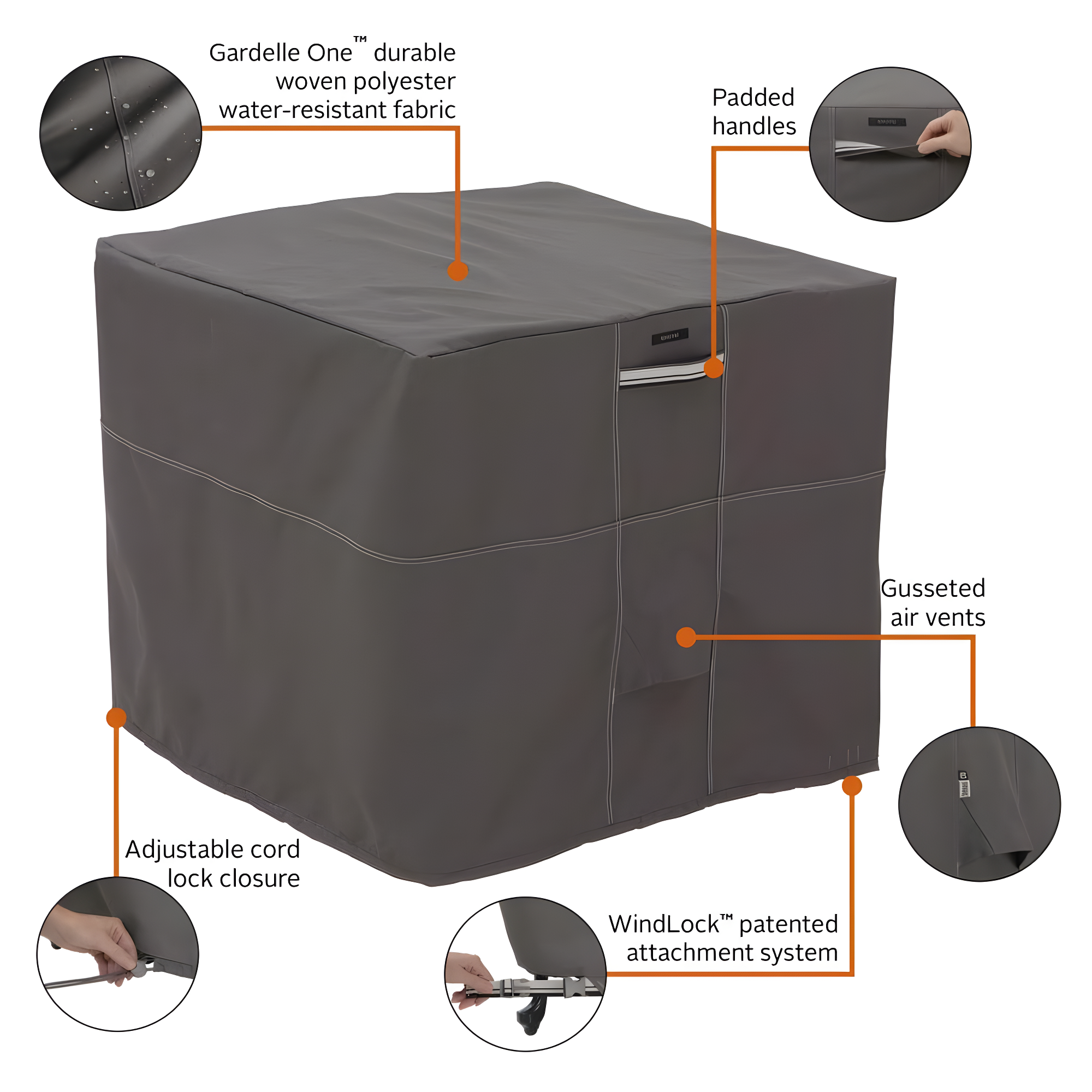 Classic Accessories Ravenna Air Conditioner Cover, Square-Color:Taupe,Shape:Square