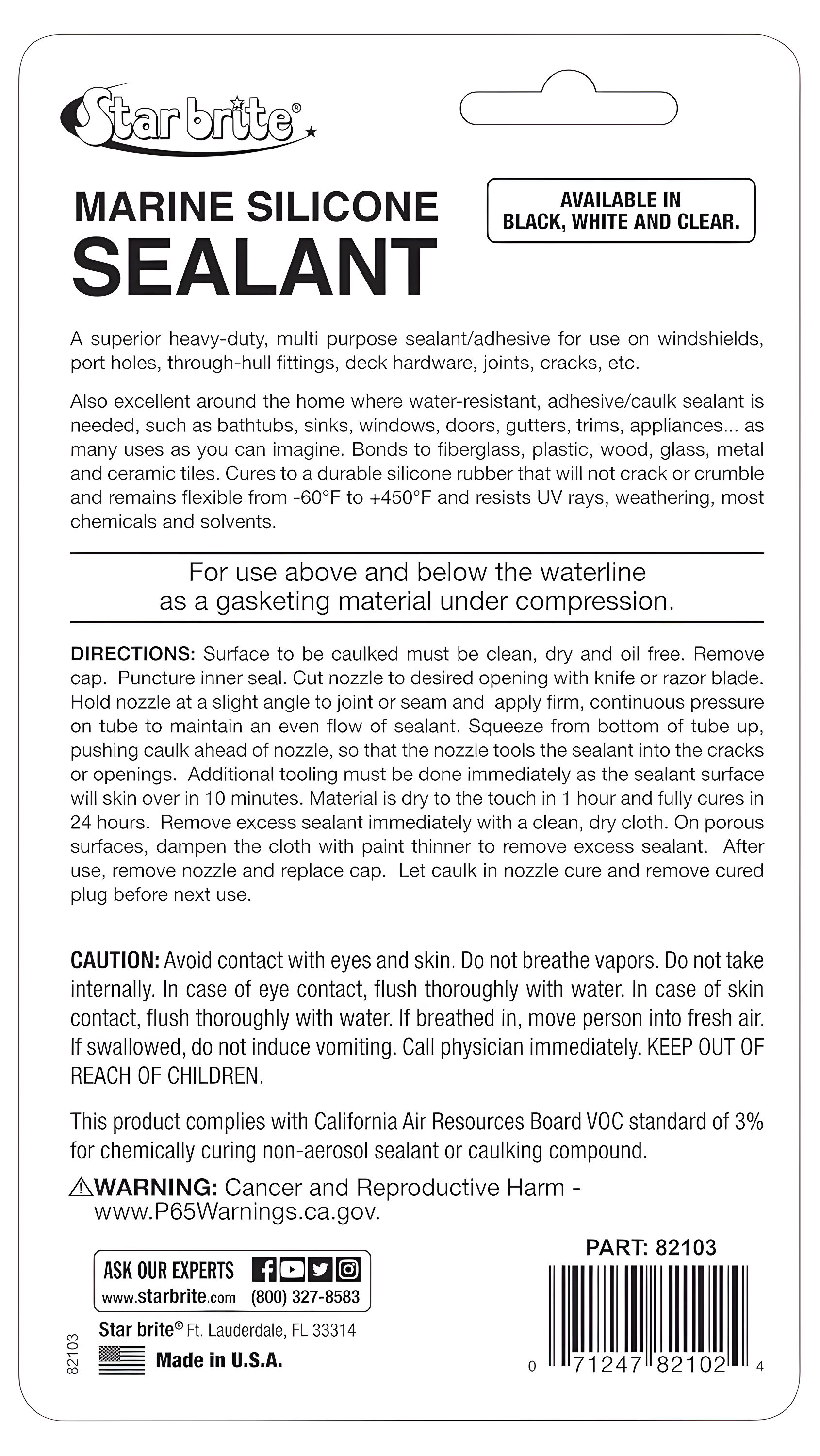 Star Brite  82103; Silicone Sealant Black 100Ml