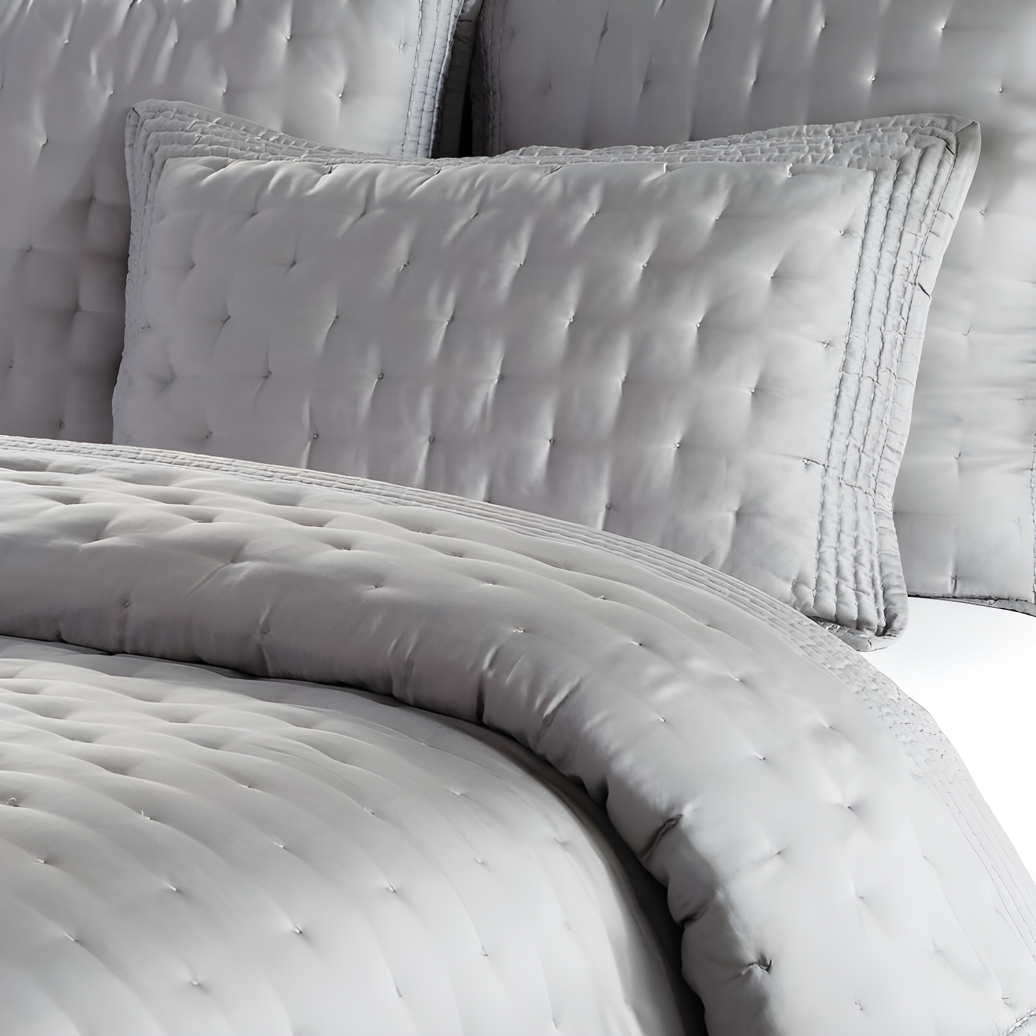 Platinum Gray Full Pure Silk Quilt with Polyfill