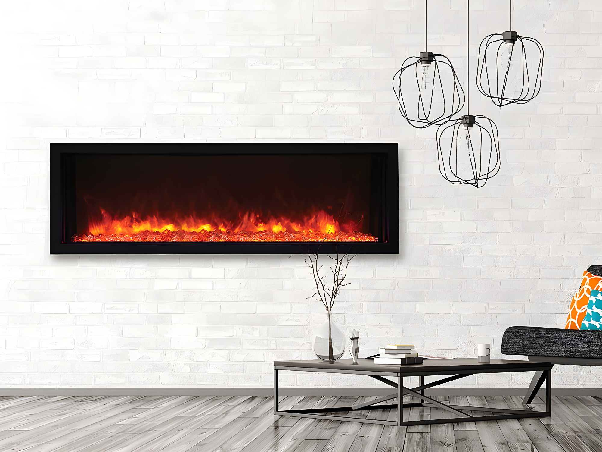 Amantii Rectangle Steel Electric Smokeless Outdoor Fireplace