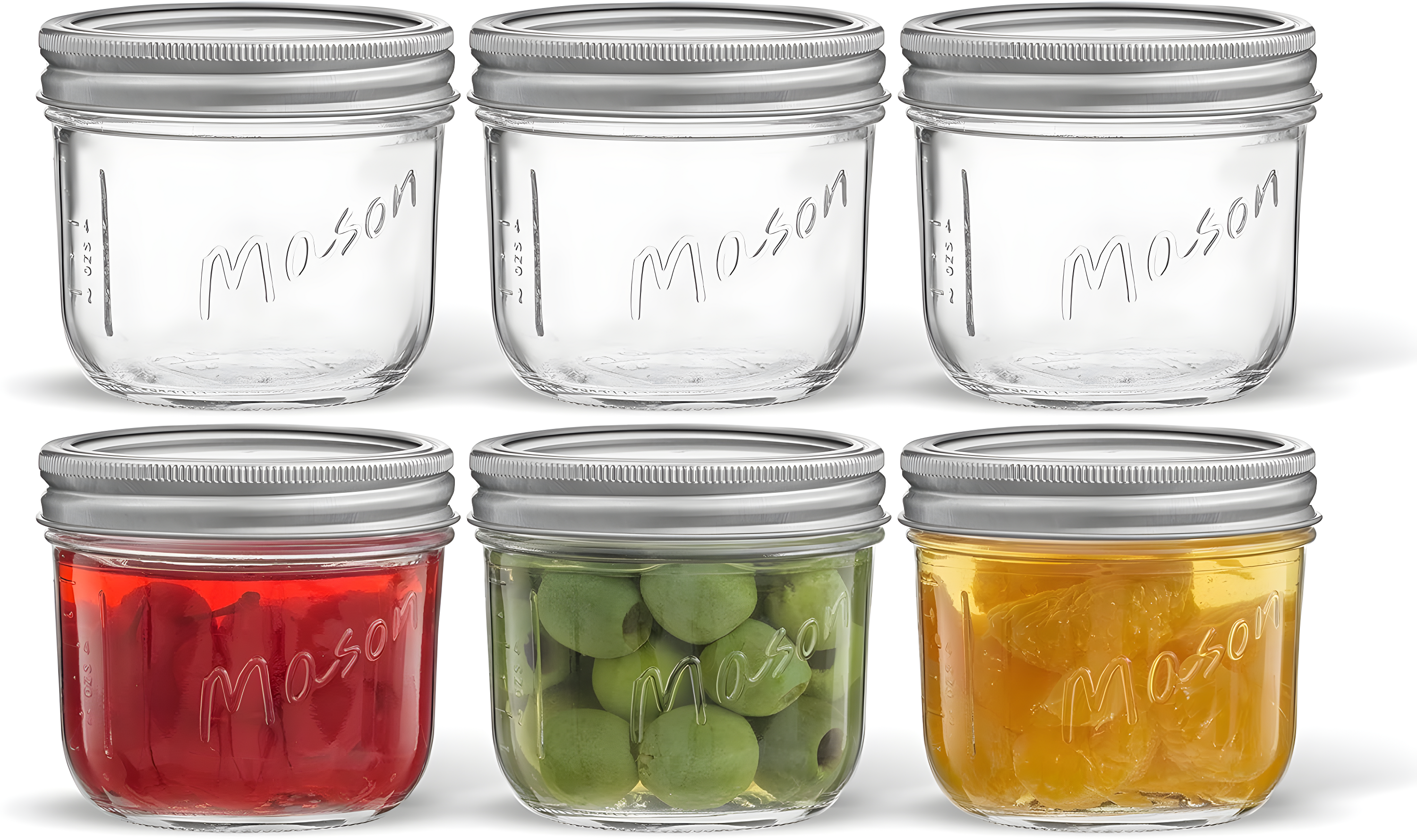 JoyJolt Wide Mason Jars with Airtight Lids, Labels and Measures - 8 oz - Set of 6