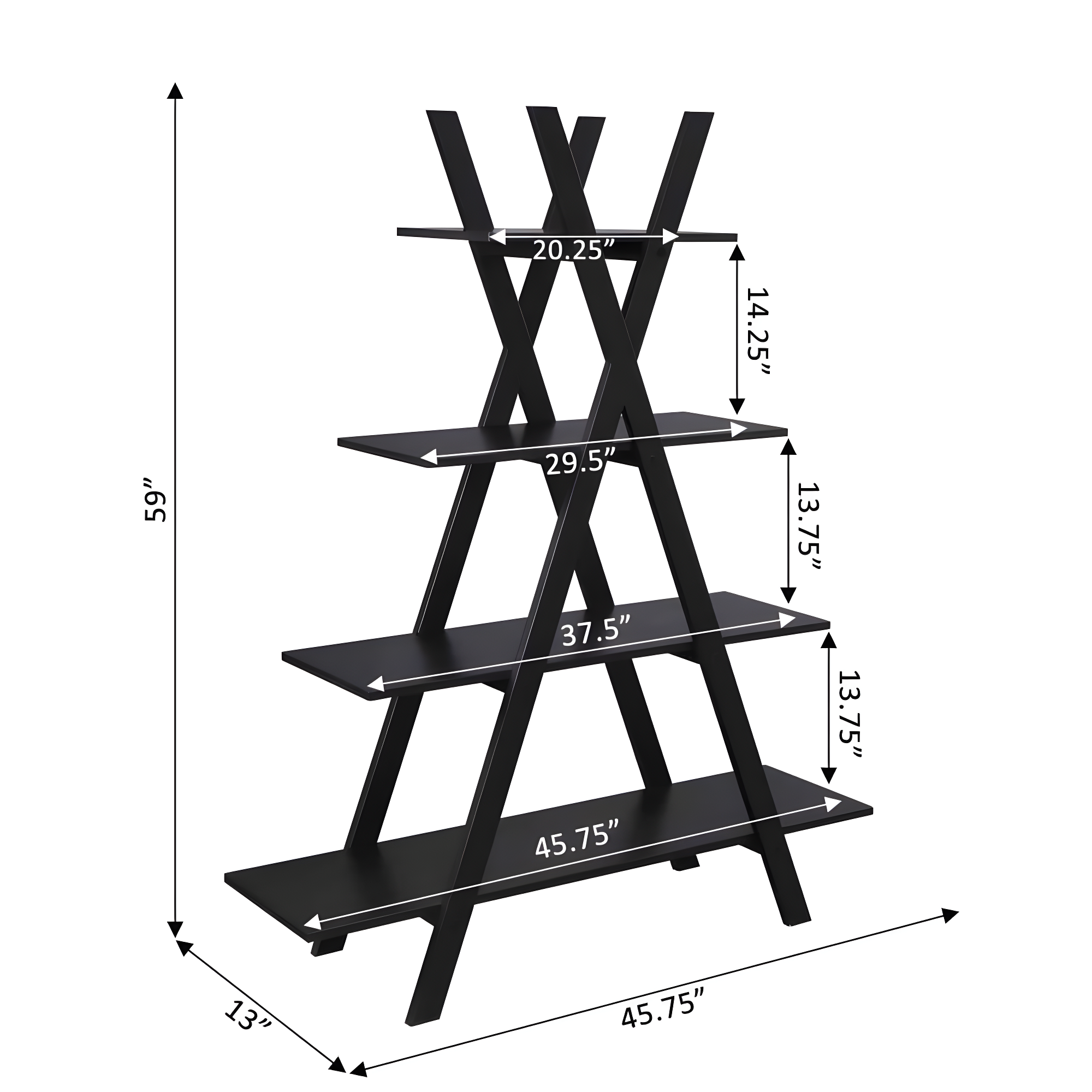 Convenience Concepts Oxford "A" Frame Bookshelf, Multiple Finishes