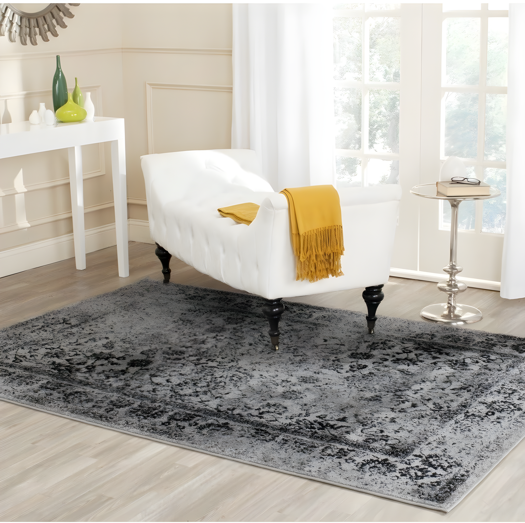 Adirondack ADR109 Machine Made Indoor Accent Rug - Grey/Black - 3'x5' - Safavieh