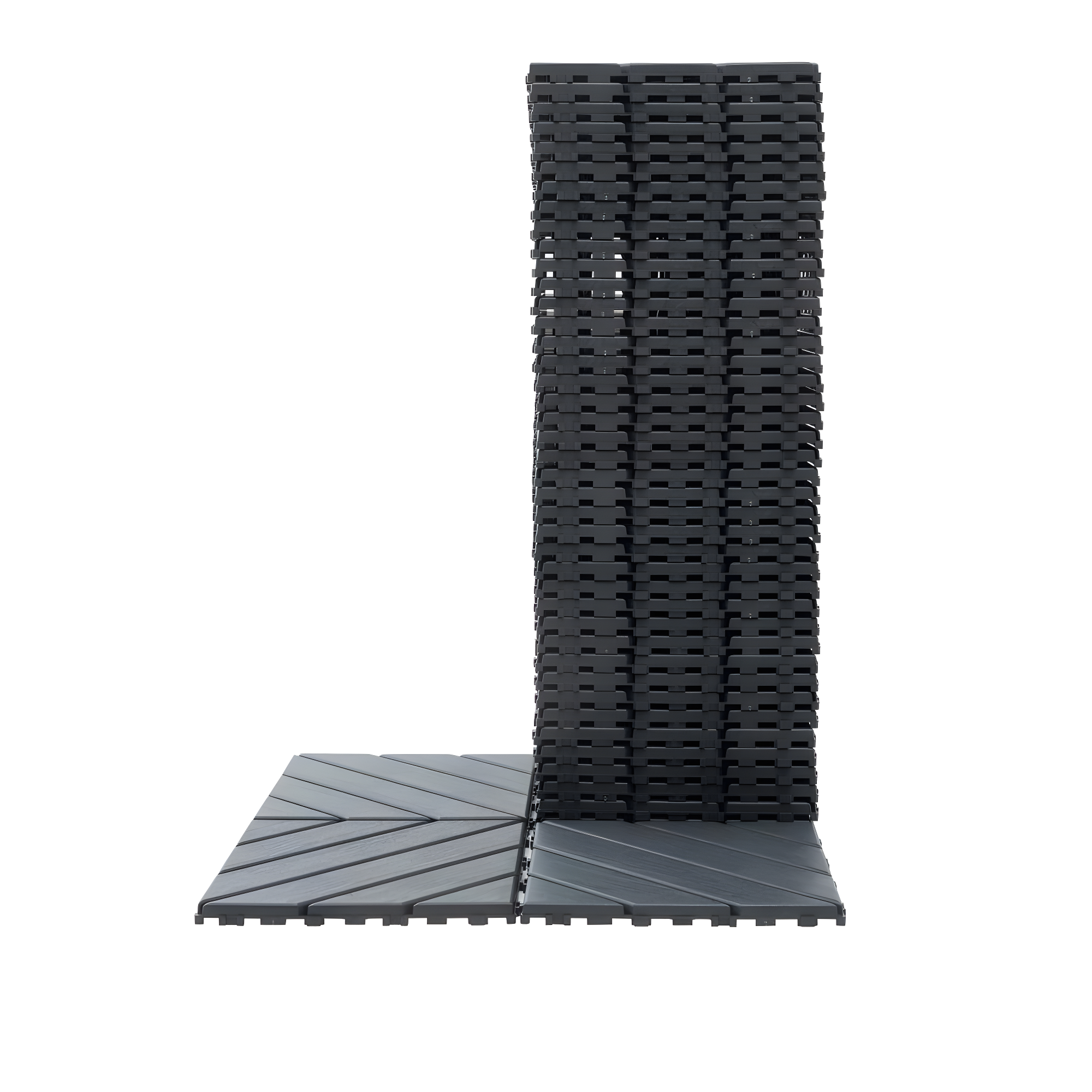 LoLado 44 Pack Patio Deck Tiles,12"x12" Square Waterproof Outdoor All Weather Use, Plastic Interlocking Deck Tiles for Poolside Balcony Backyard, Grey