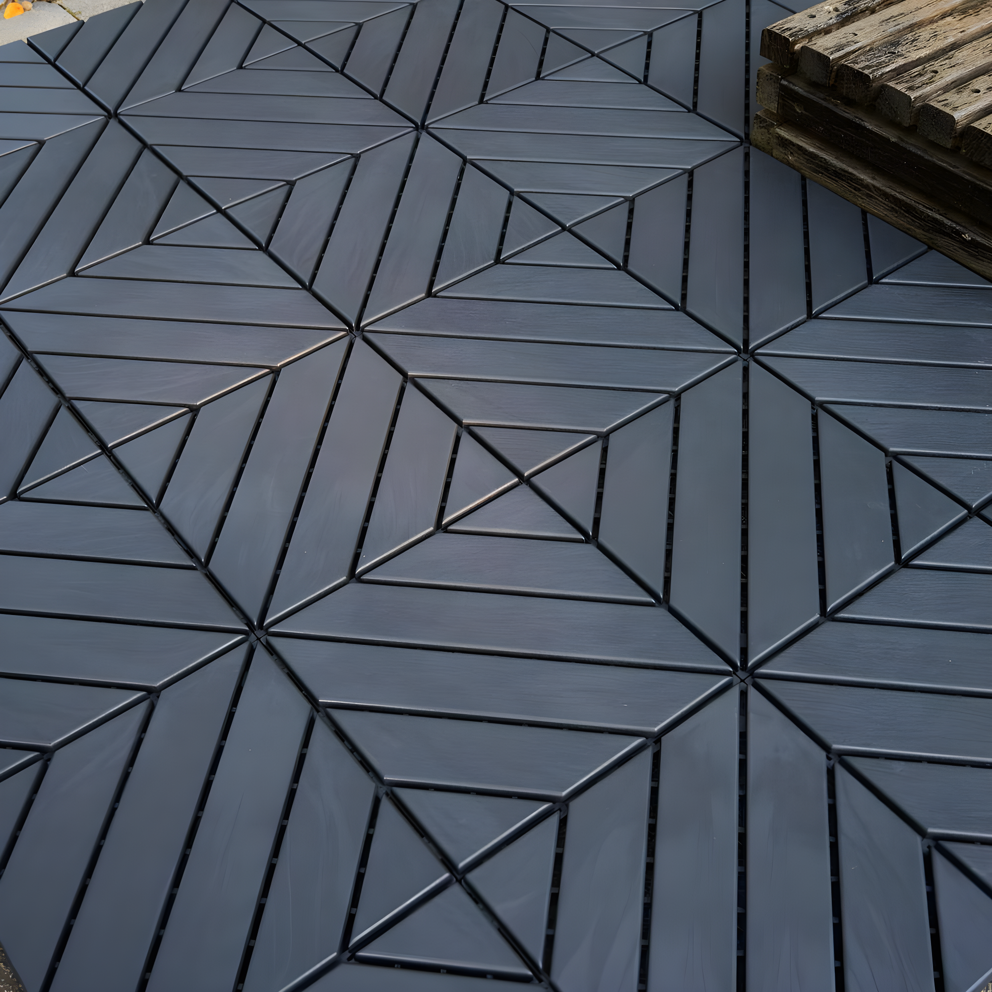 LoLado 44 Pack Patio Deck Tiles,12"x12" Square Waterproof Outdoor All Weather Use, Plastic Interlocking Deck Tiles for Poolside Balcony Backyard, Grey