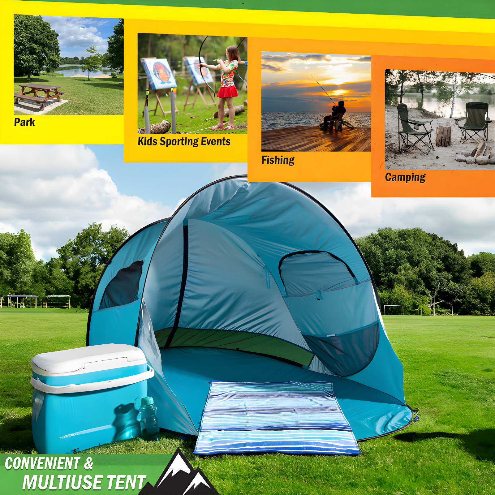wakeman Wakeman UPF50+ Pop Up Beach Tent Sun Shelter, Blue