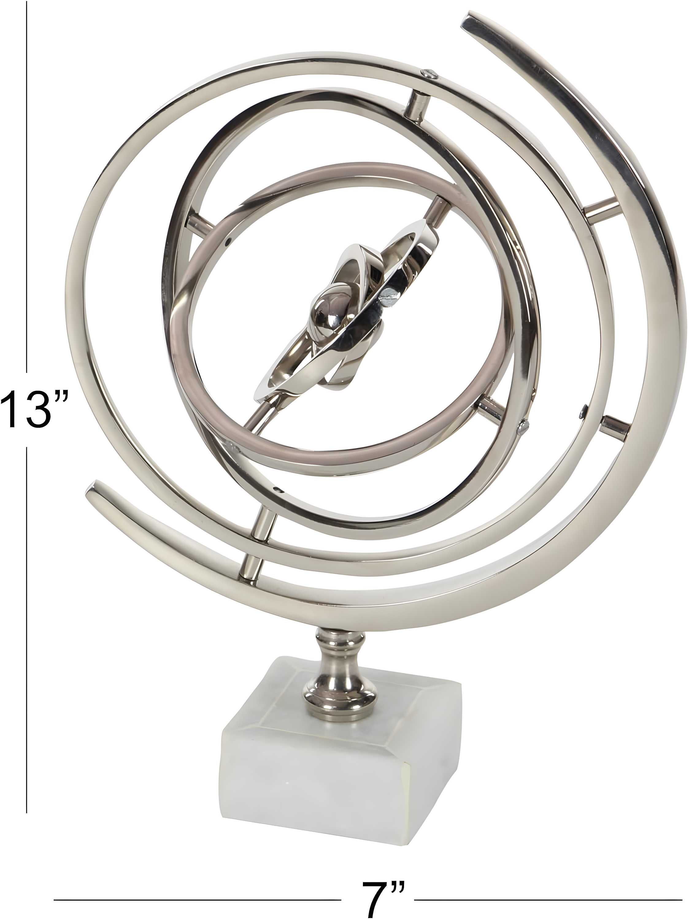 DecMode 10" Silver Armillary Globe with Marble Base