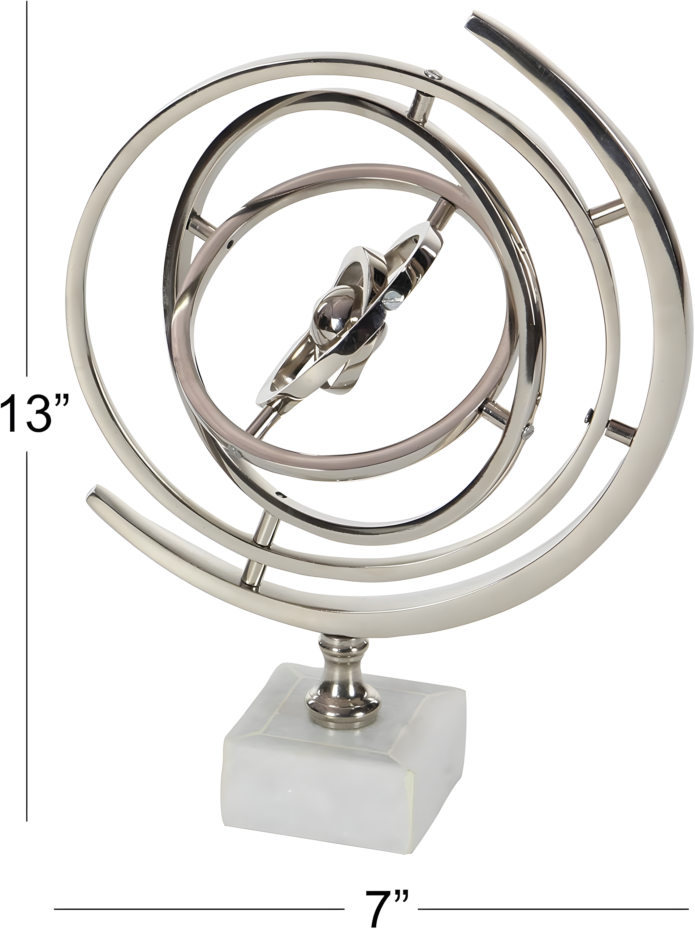 DecMode 10" Silver Armillary Globe with Marble Base