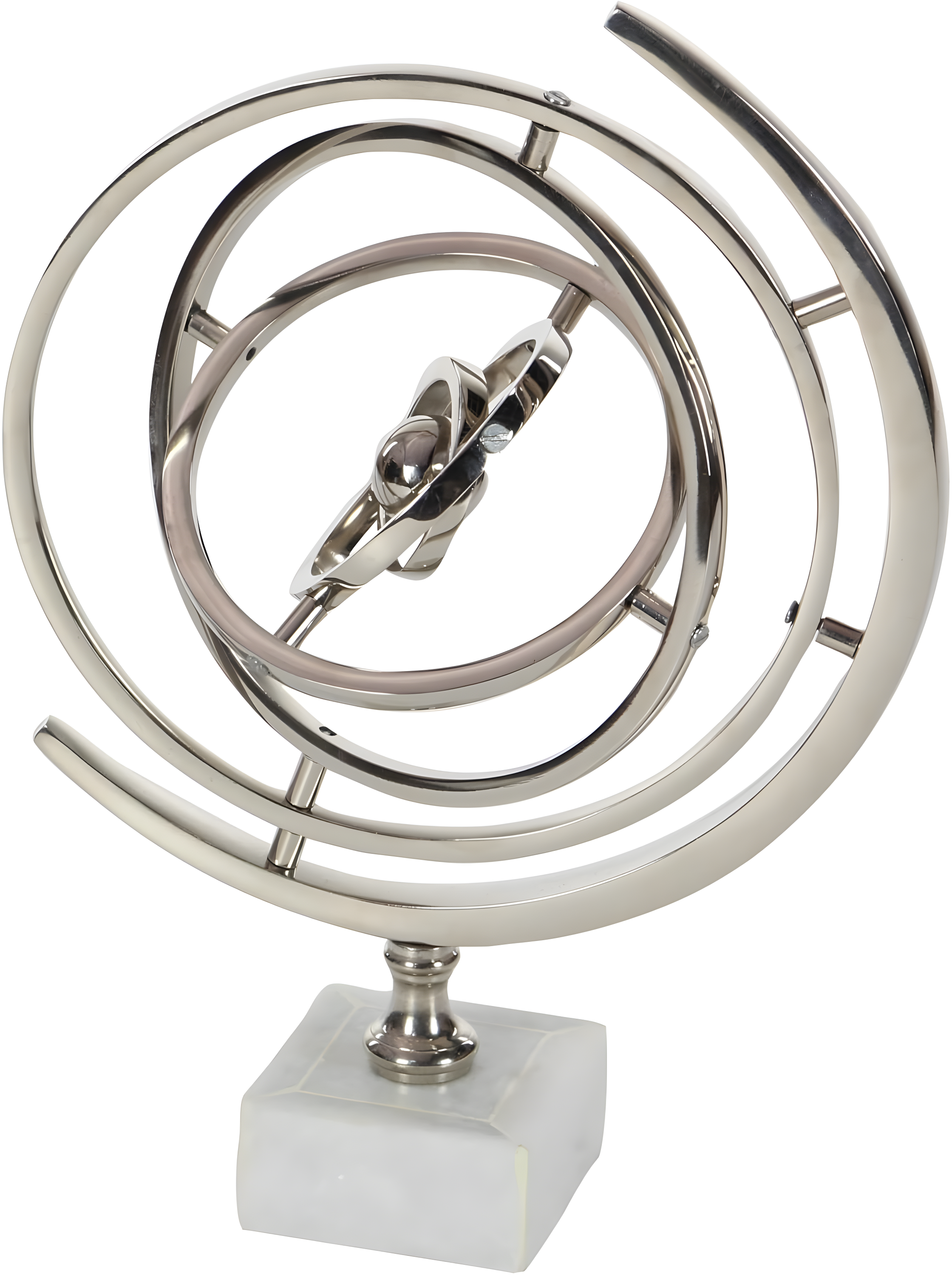 DecMode 10" Silver Armillary Globe with Marble Base
