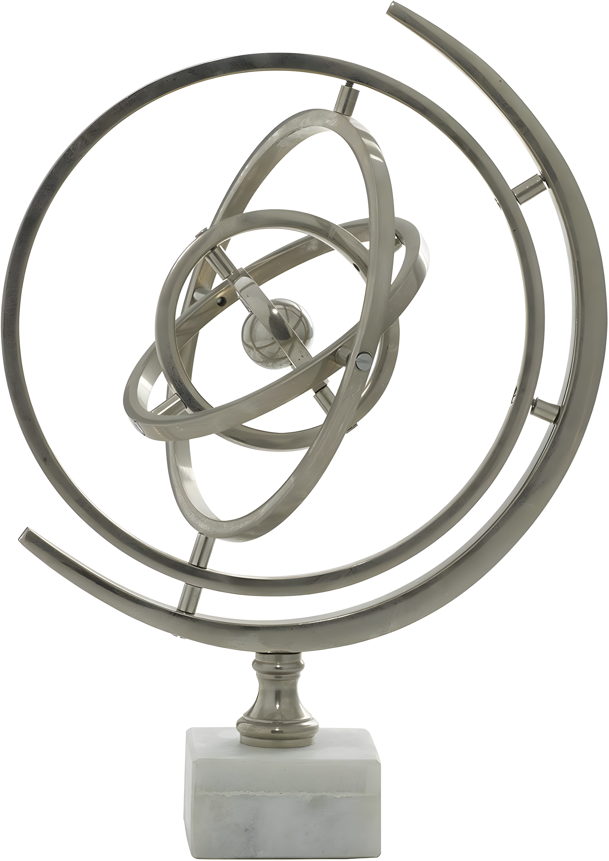 DecMode 10" Silver Armillary Globe with Marble Base