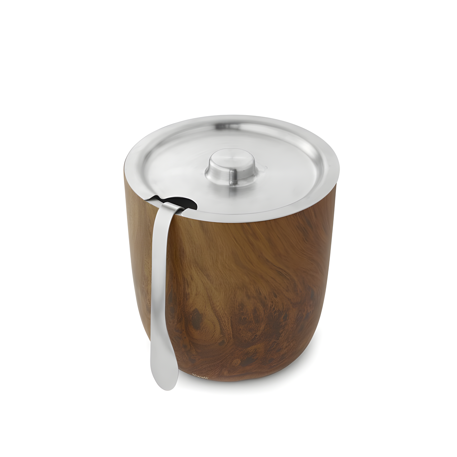 S'well Wood Triple-Layered Vacuum-Insulated Stainless Steel Ice Bucket with Tongs, Teakwood