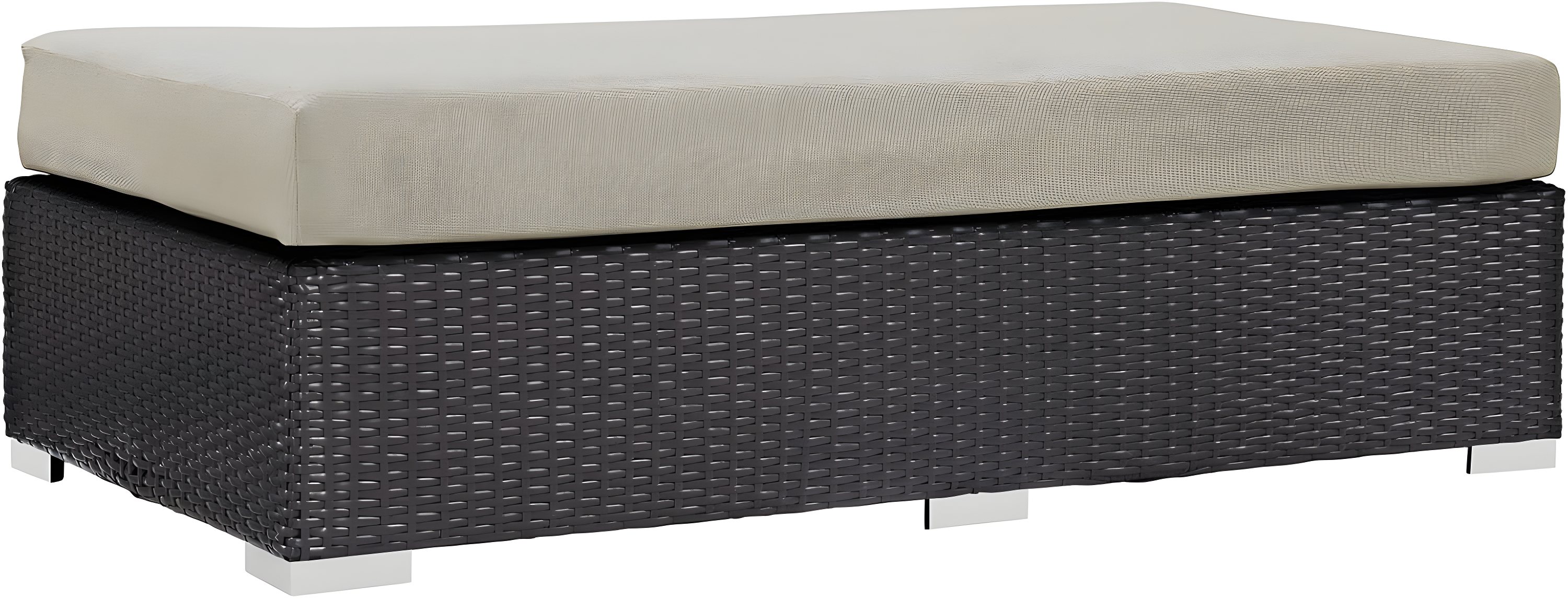 Modway Convene Outdoor Patio Fabric Rectangle Ottoman in Espresso Beige