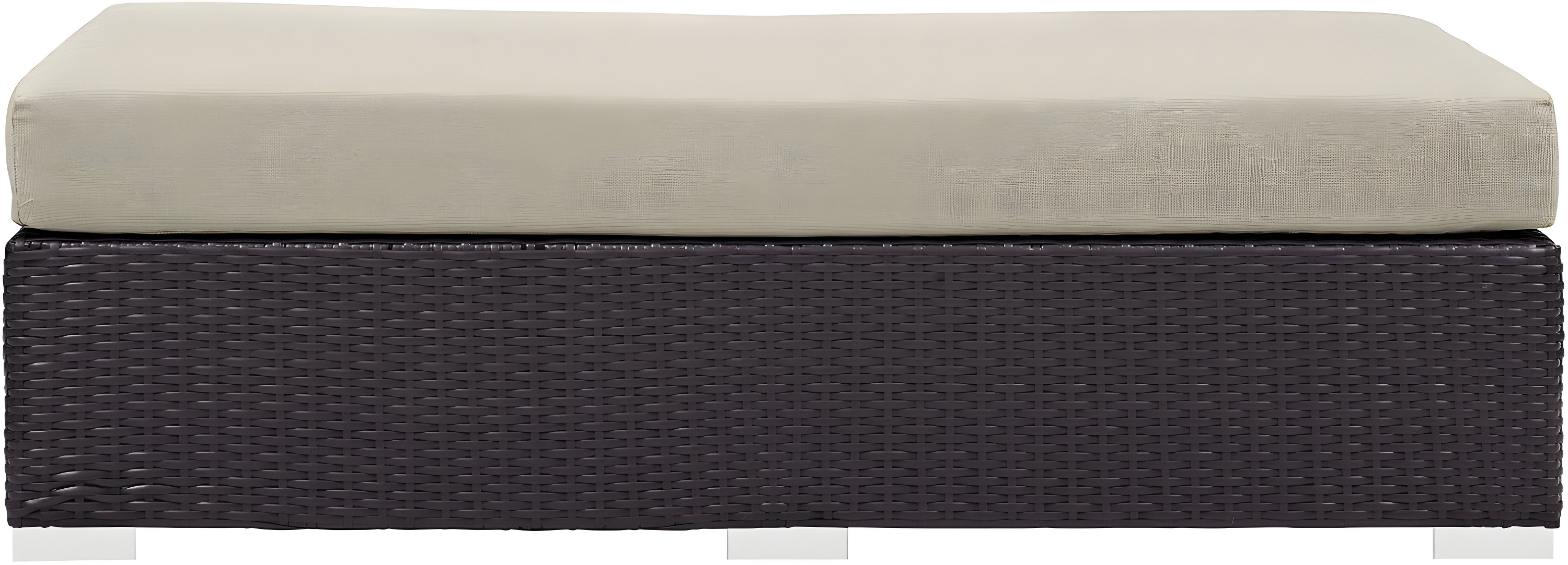 Modway Convene Outdoor Patio Fabric Rectangle Ottoman in Espresso Beige