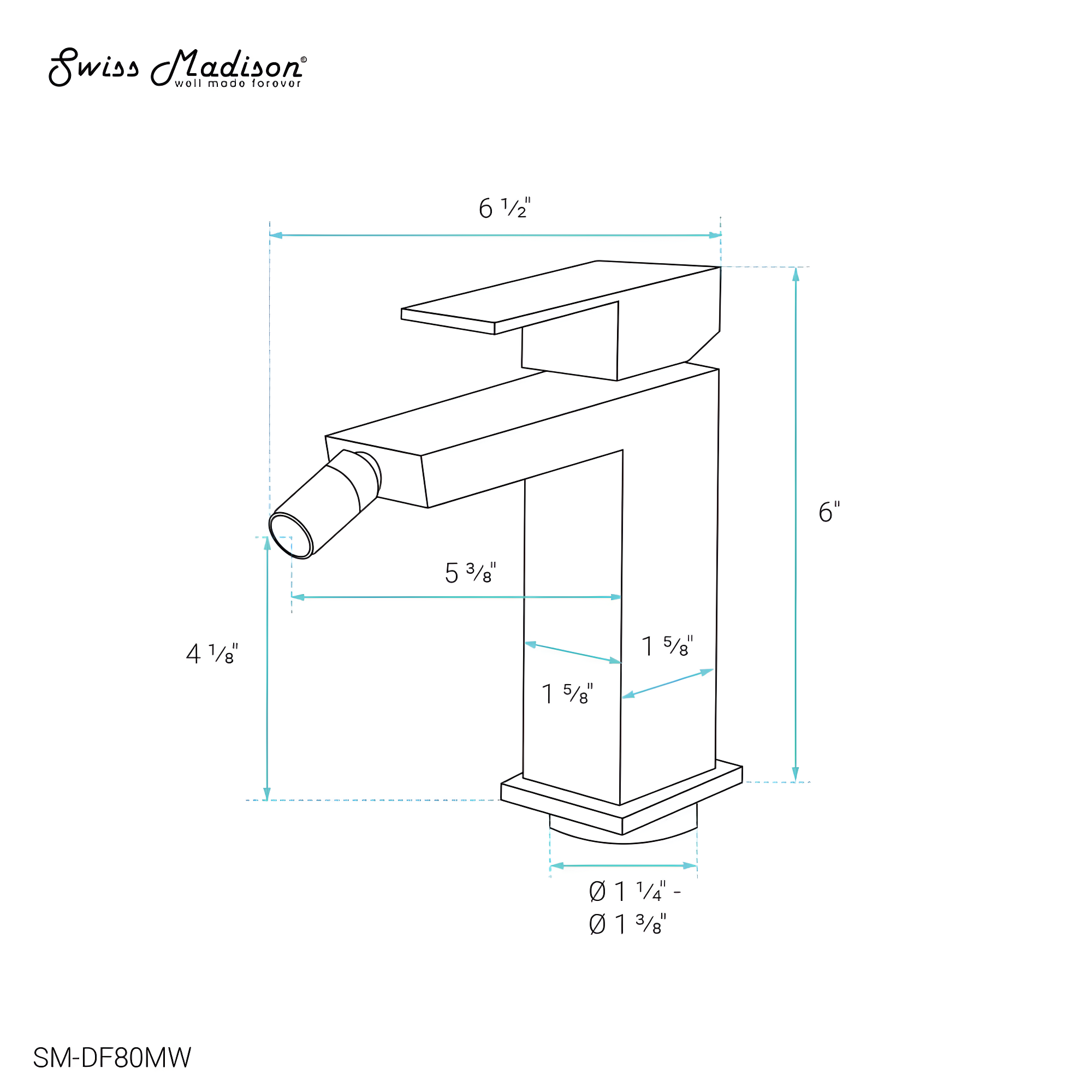 Swiss Madison SM-DF80MW Concorde Bidet Faucet in Matte White