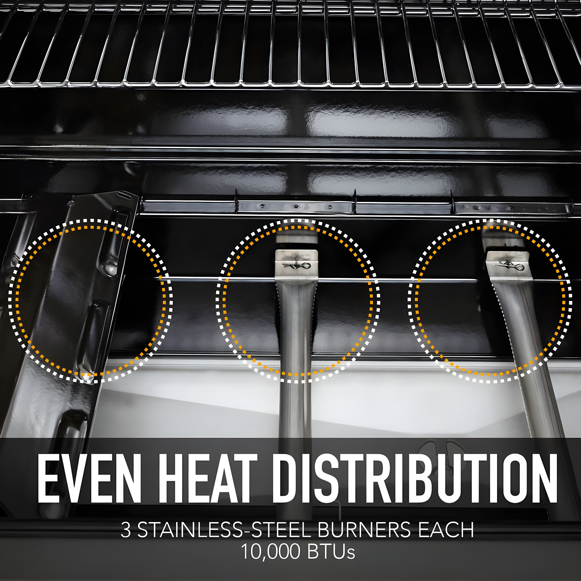 Kenmore 3-Burner Propane Gas Grill with Foldable Side Tables for Outdoor BBQ