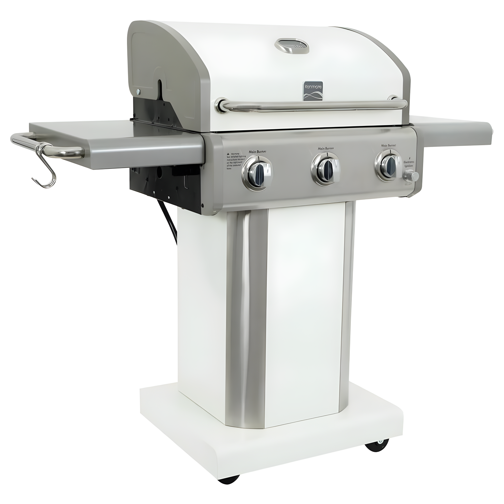 Kenmore 3-Burner Propane Gas Grill with Foldable Side Tables for Outdoor BBQ