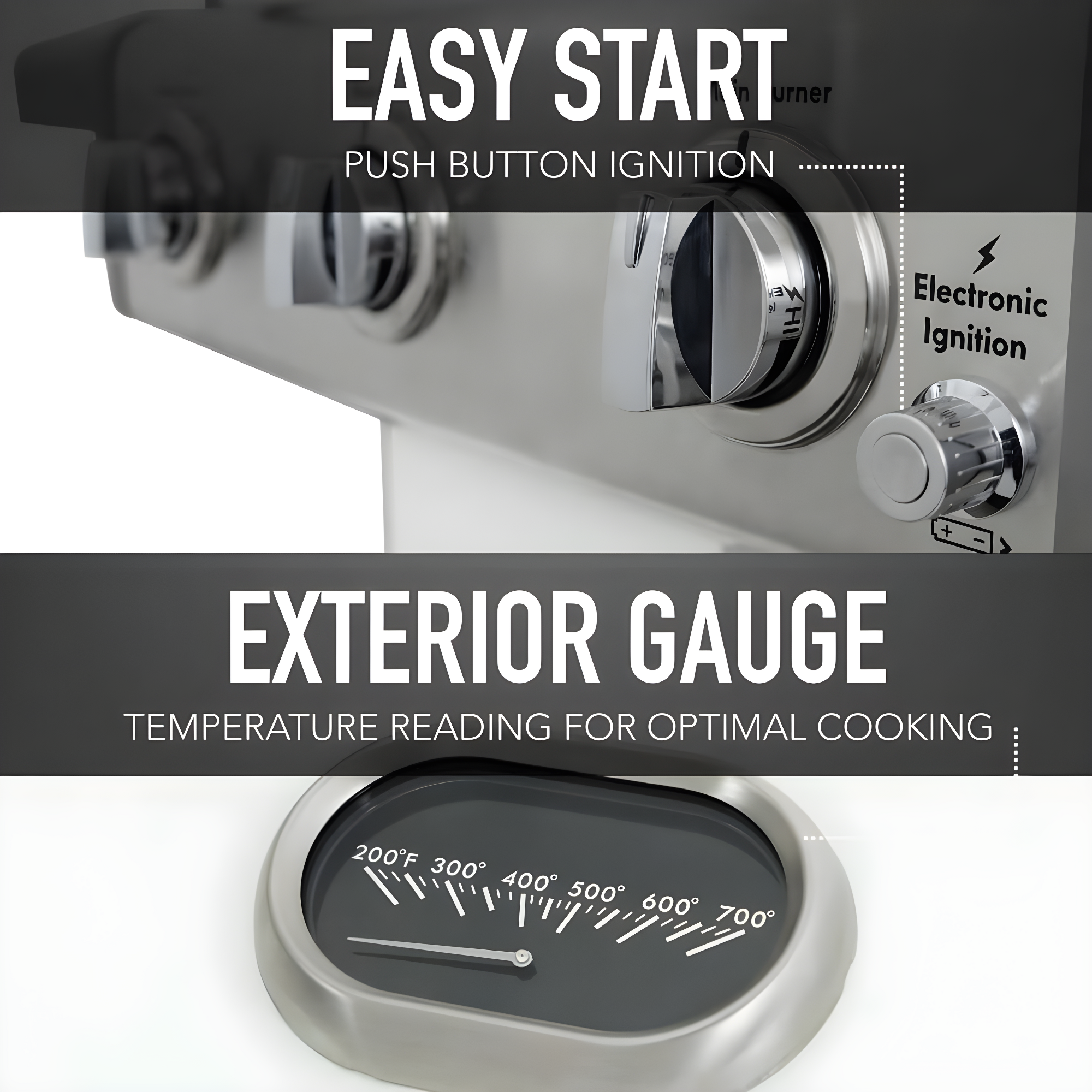 Kenmore 3-Burner Propane Gas Grill with Foldable Side Tables for Outdoor BBQ