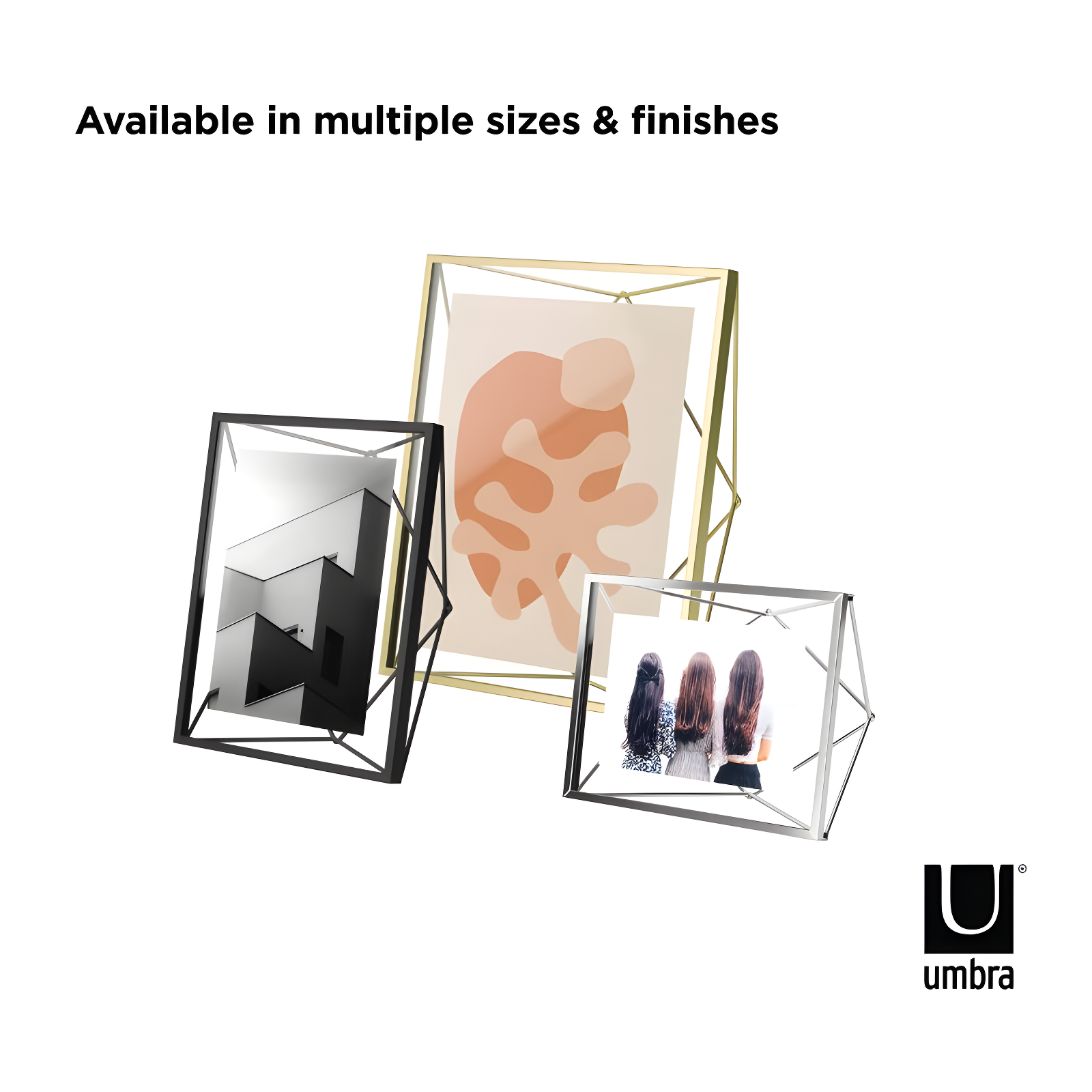 Umbra 8"x10" Prisma Picture Frame Matte Brass: Modern Steel Construction, Freestanding or Wall Mount, Novelty Shape