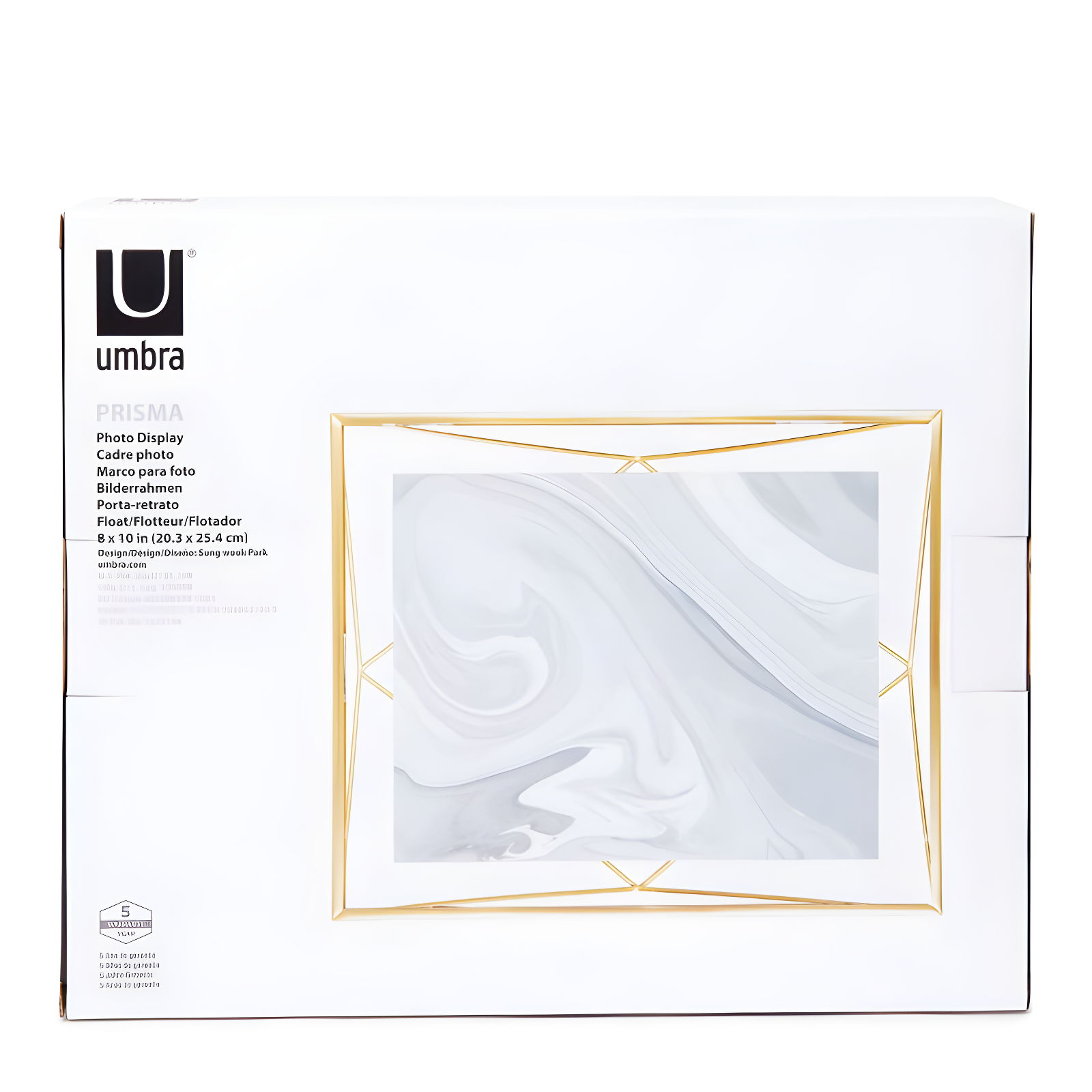 Umbra 8"x10" Prisma Picture Frame Matte Brass: Modern Steel Construction, Freestanding or Wall Mount, Novelty Shape