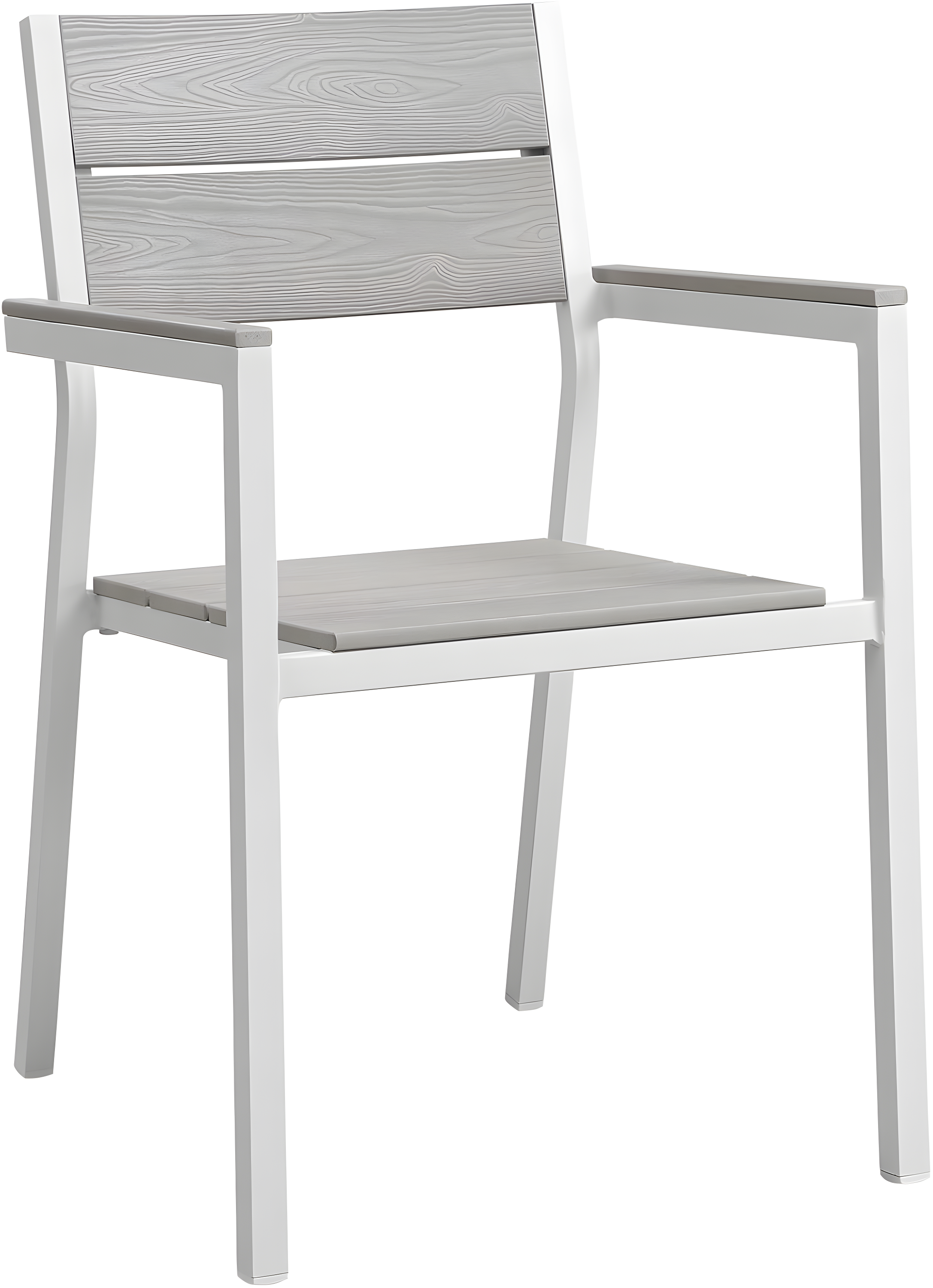 BSD National Supplies Maine Aluminum Outdoor Patio Two Arm Chairs in White Light Gray by Modway (Set of 2)