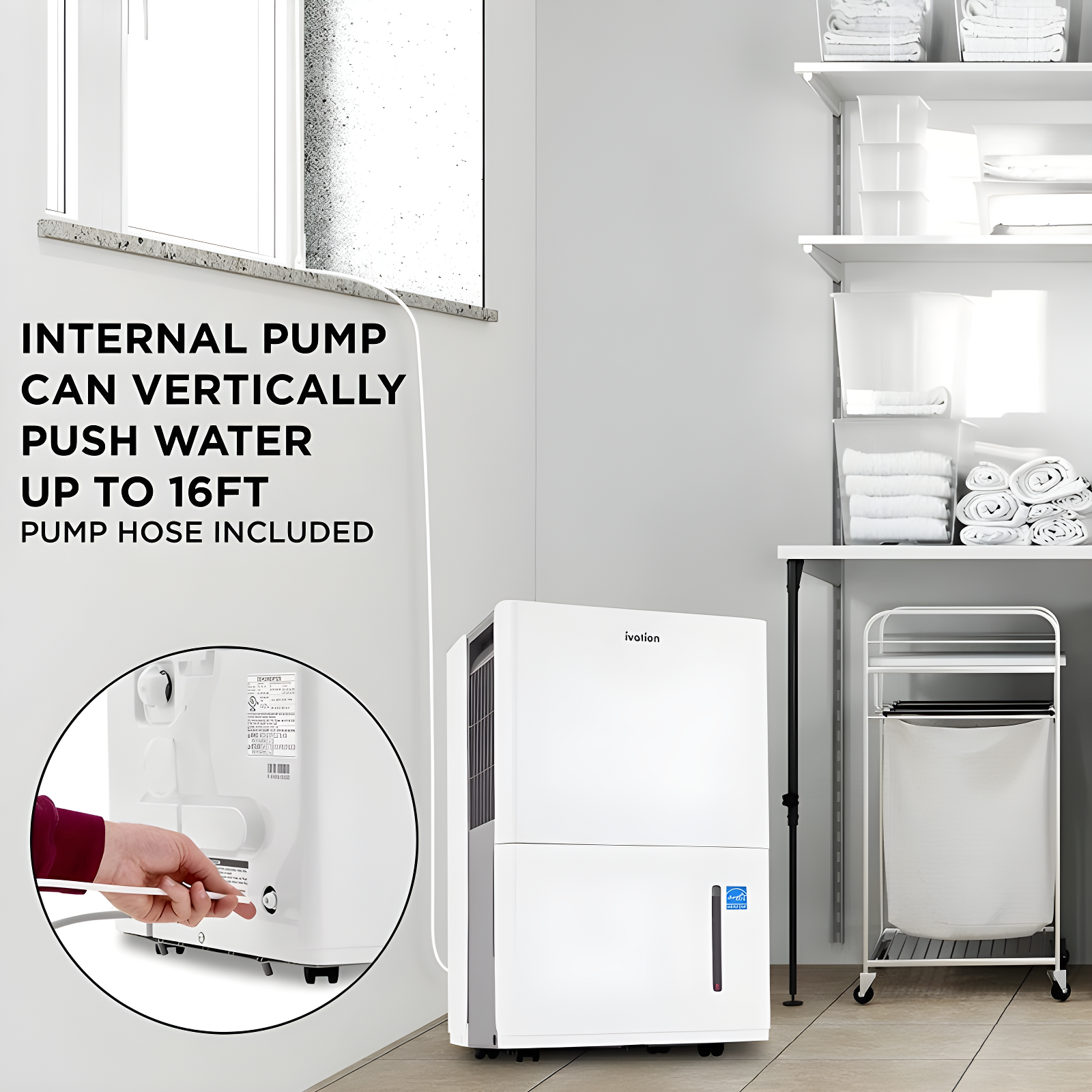 Ivation Ivation 50 Pints Tower Dehumidifier for Rooms up to 4500 Cubic Feet