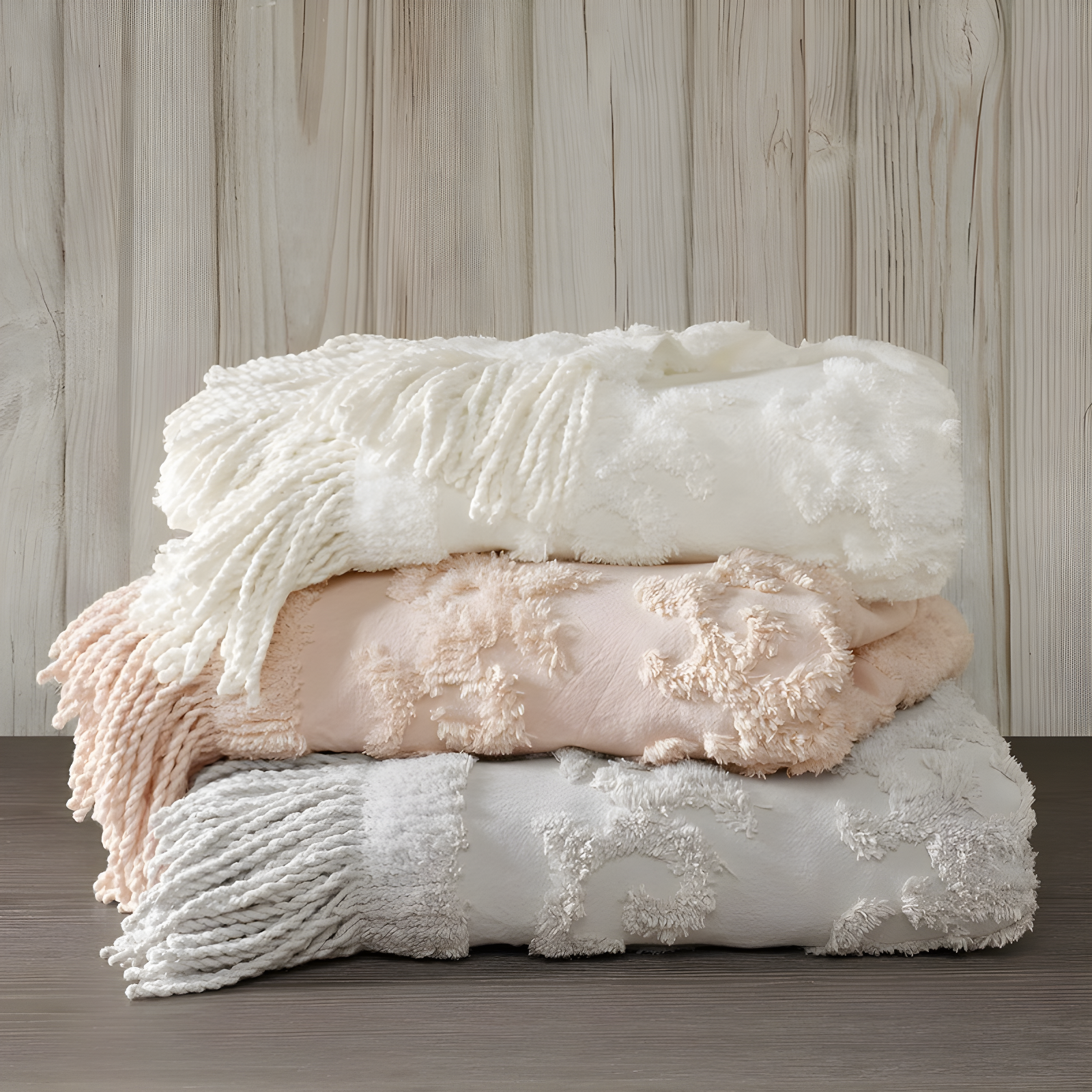 Madison Park Chloe 100% Cotton Tufted Chenille Lightweight Throw With Fringe Tassel