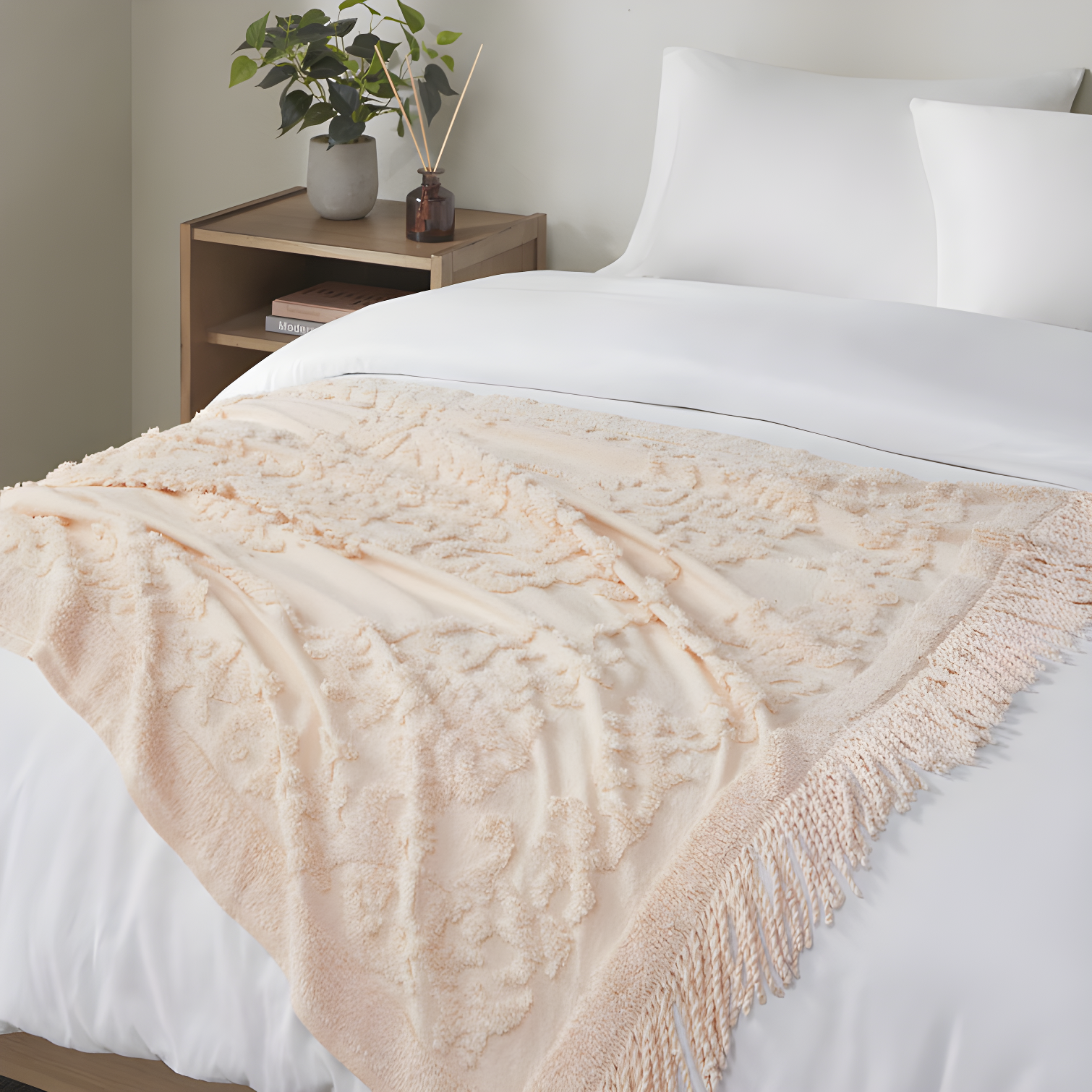Madison Park Chloe 100% Cotton Tufted Chenille Lightweight Throw With Fringe Tassel