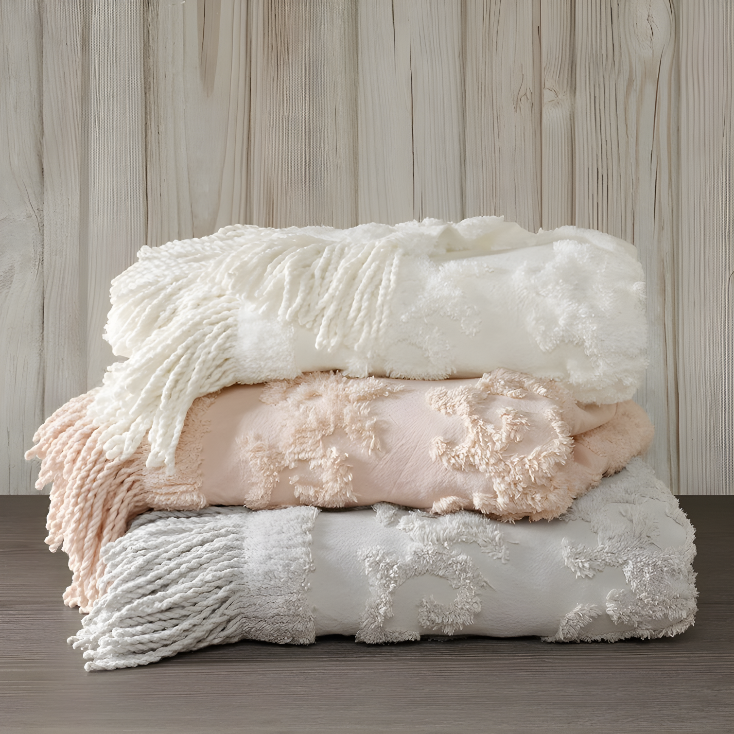 Madison Park Chloe 100% Cotton Tufted Chenille Lightweight Throw With Fringe Tassel