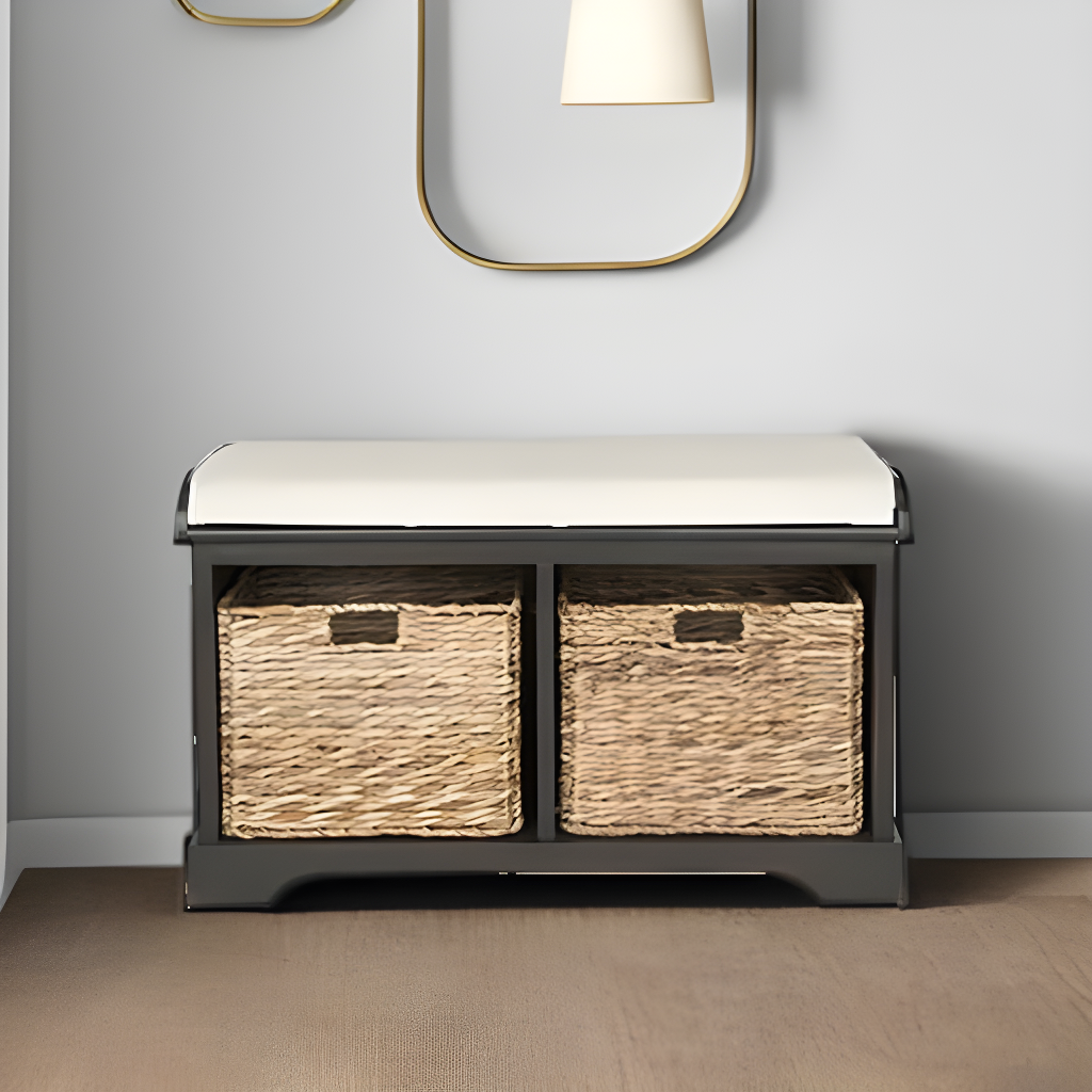 Freddy Wicker Storage Bench - AMH5736 - Brown - Safavieh