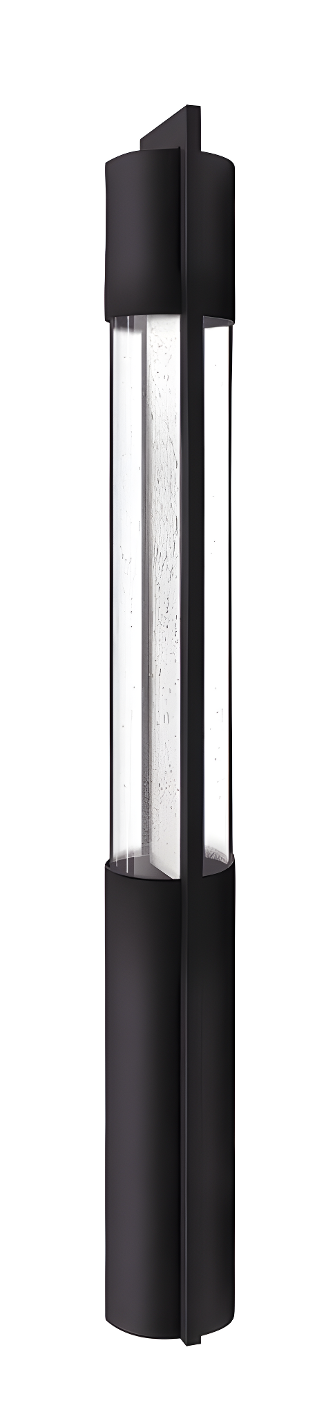 Sleek Black LED Landscape Bollard with Clear Acrylic & Seedy Glass