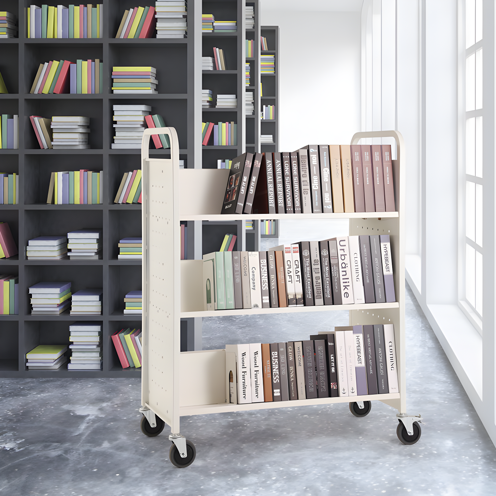 Stellweilan Tessberg 49.2'' H Book Cart with Wheels