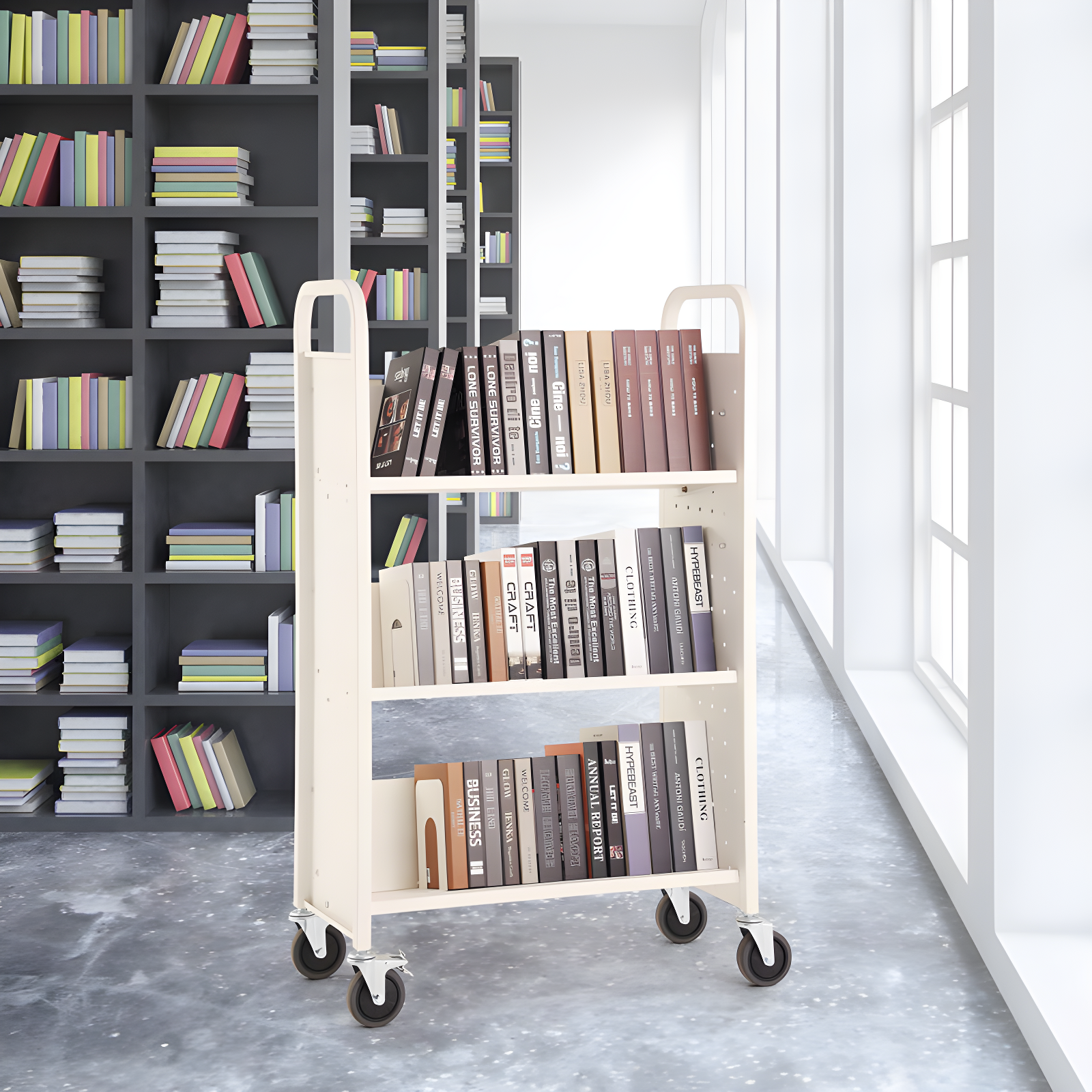 Stellweilan Tessberg 49.2'' H Book Cart with Wheels