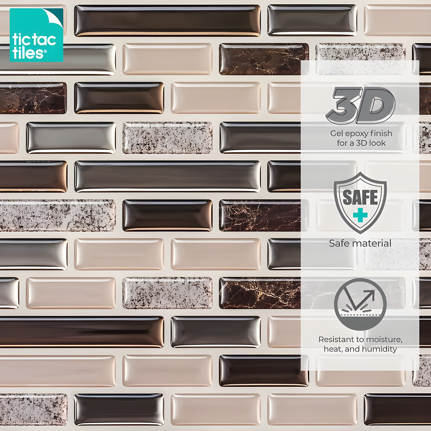 12'' W x 12'' L PVC Peel and Stick Mosaic Tile