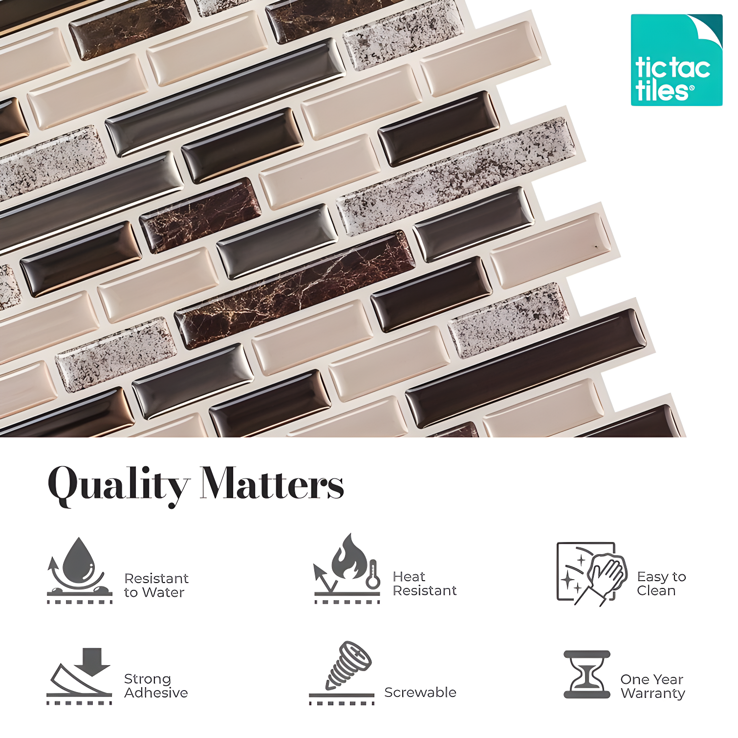 12'' W x 12'' L PVC Peel and Stick Mosaic Tile