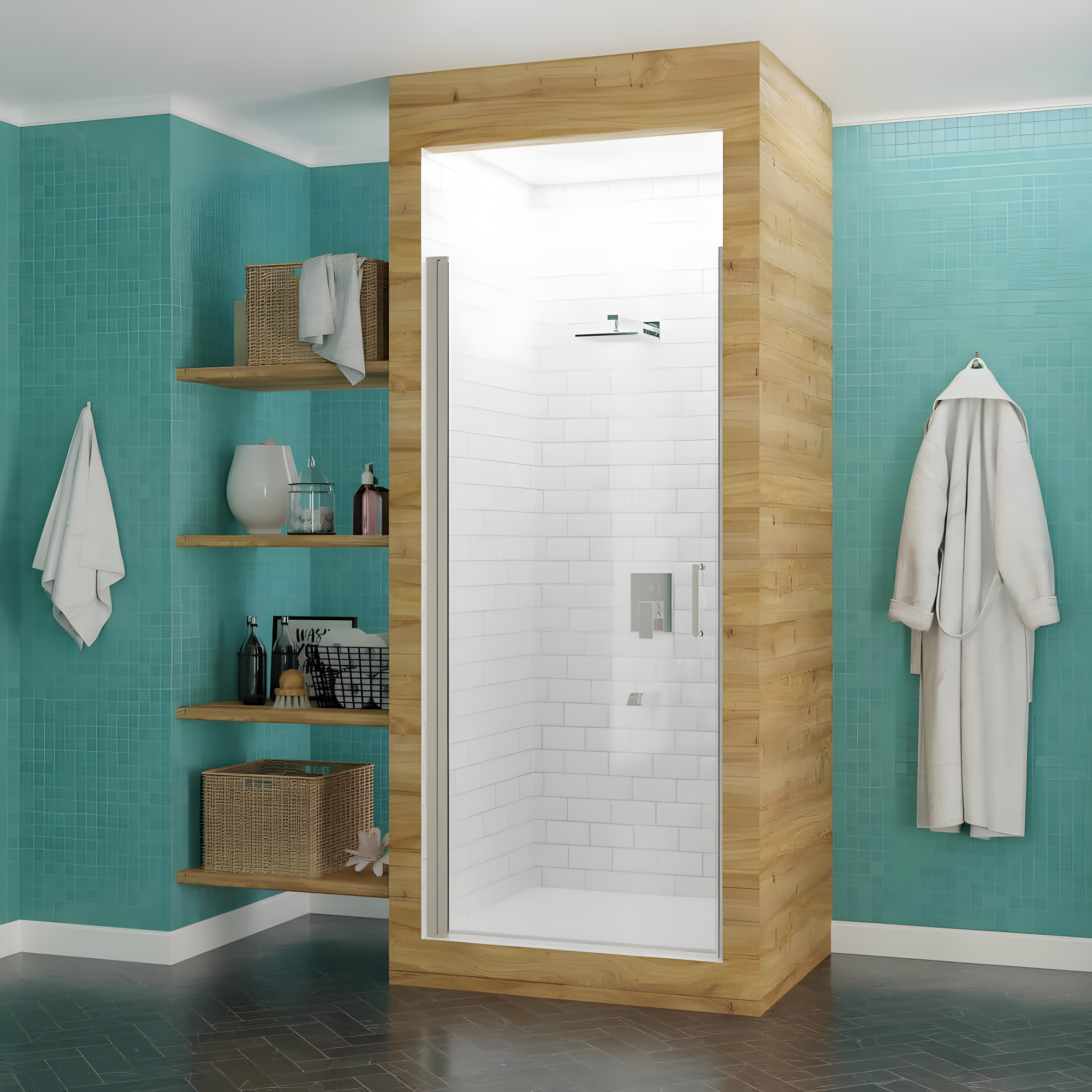 Lancer Series 29" W x 72" H Hinged Semi-Frameless Shower Door