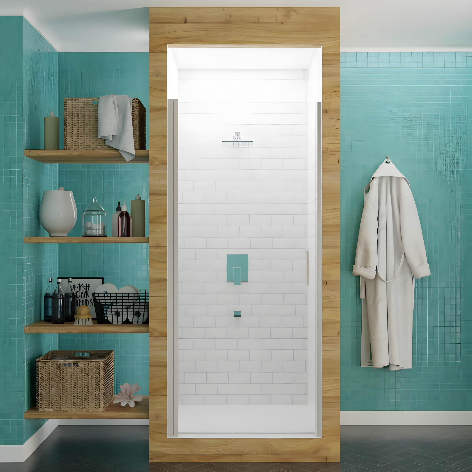Lancer Series 29" W x 72" H Hinged Semi-Frameless Shower Door