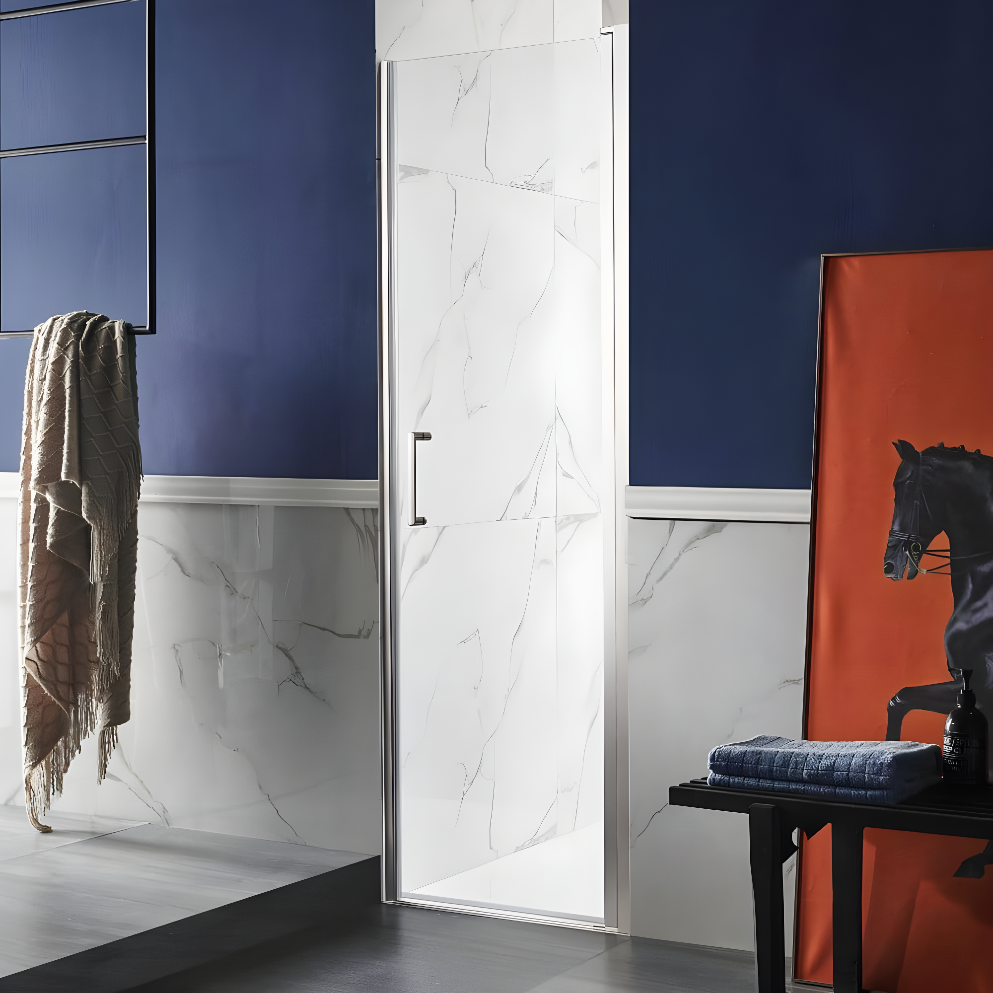 Lancer Series 29" W x 72" H Hinged Semi-Frameless Shower Door