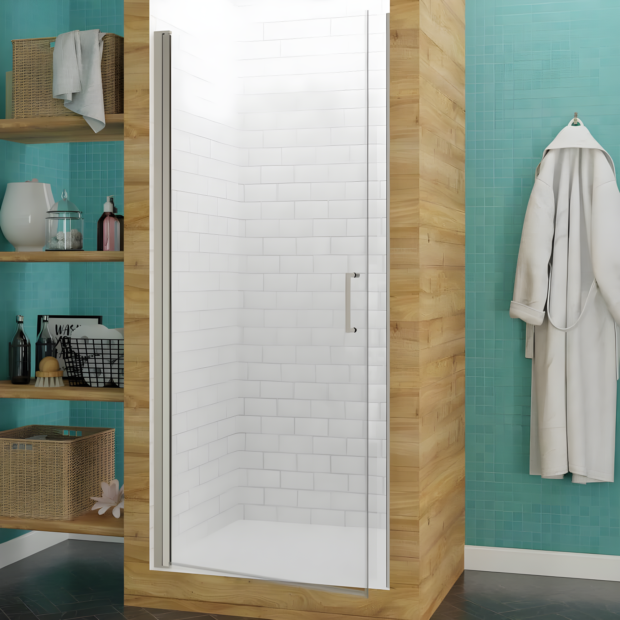 Lancer Series 29" W x 72" H Hinged Semi-Frameless Shower Door