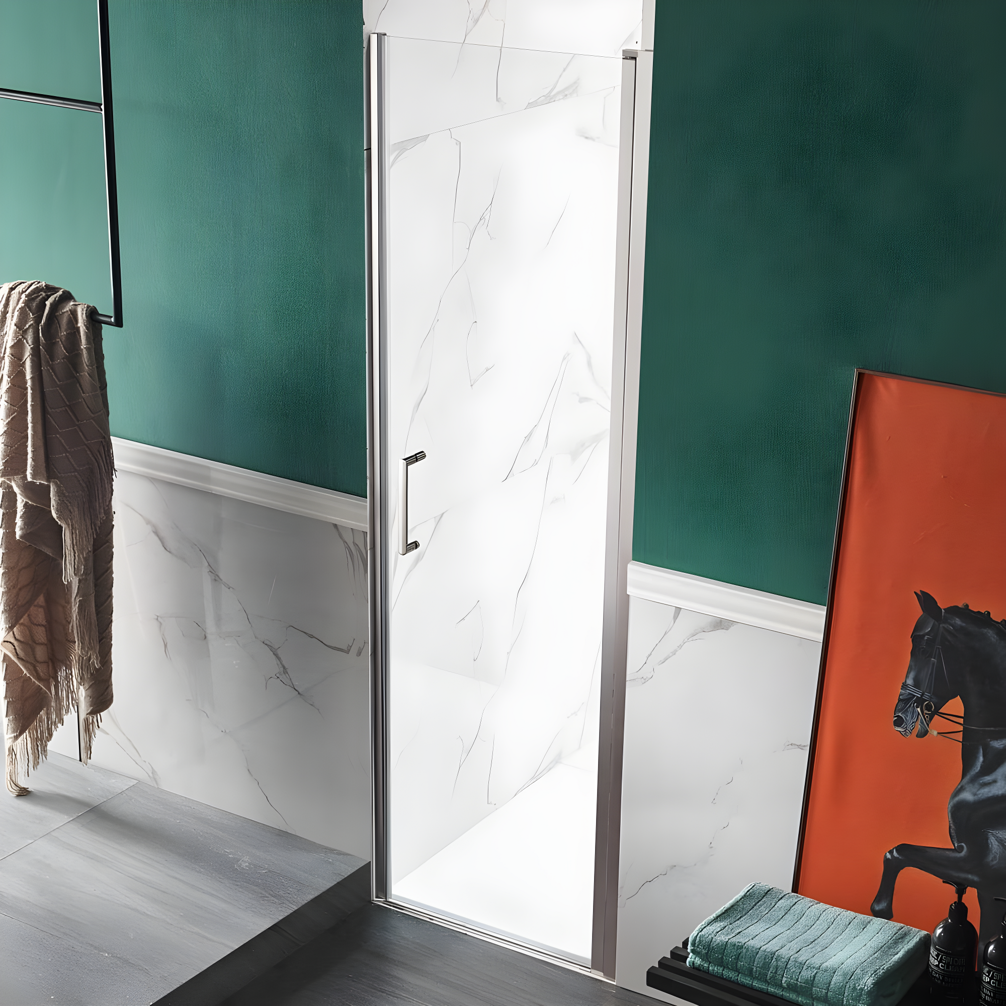 Lancer Series 29" W x 72" H Hinged Semi-Frameless Shower Door