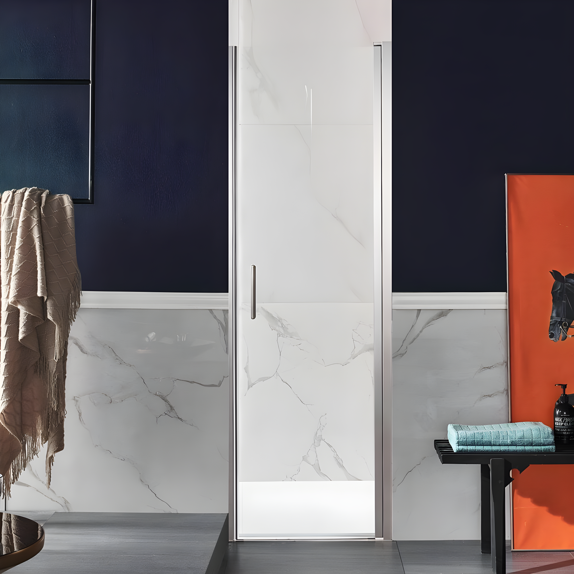 Lancer Series 29" W x 72" H Hinged Semi-Frameless Shower Door