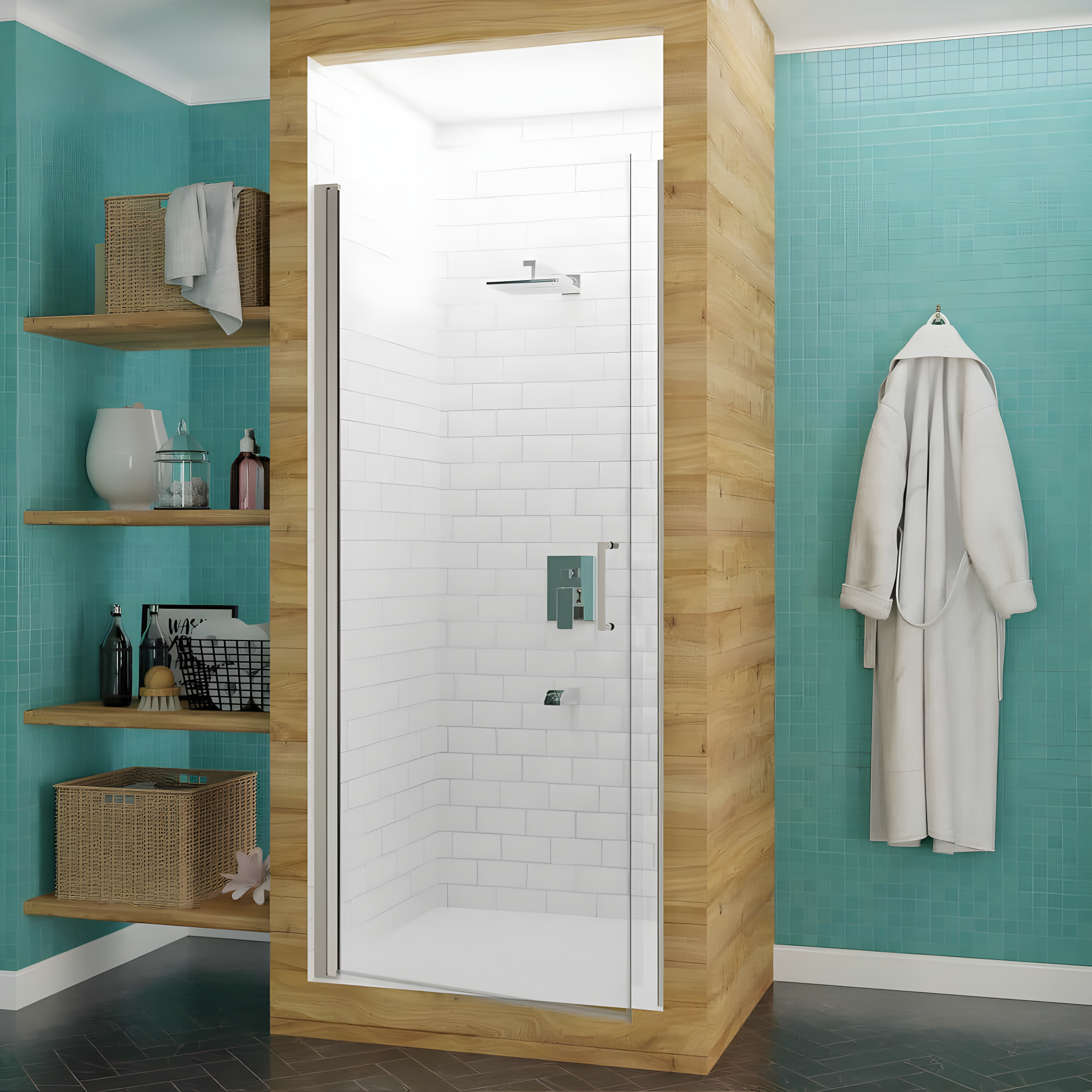 Lancer Series 29" W x 72" H Hinged Semi-Frameless Shower Door