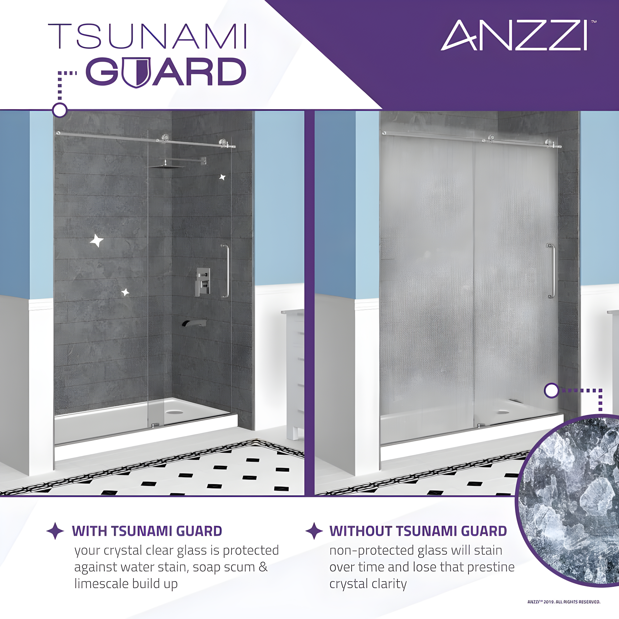 Lancer Series 29" W x 72" H Hinged Semi-Frameless Shower Door