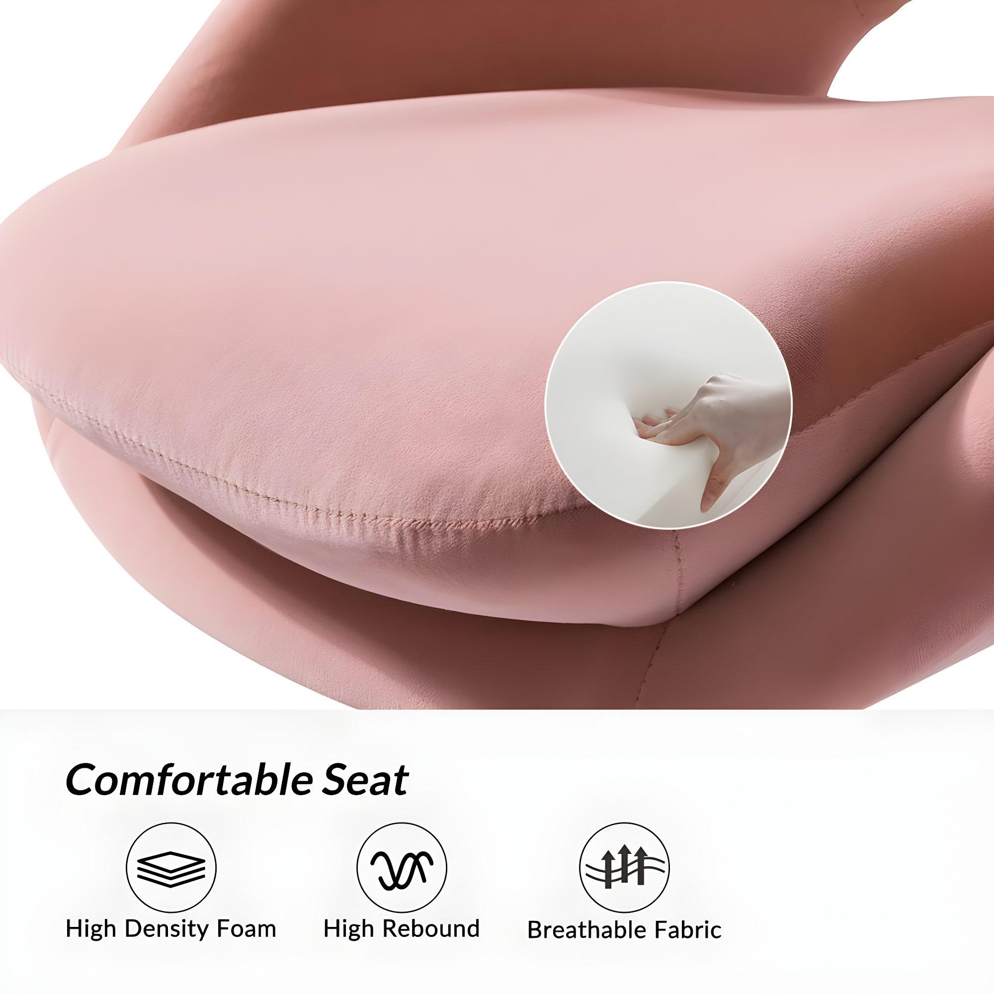 HULALA HOME Ramona Modern Velvet Height Adjustable 360 Swivel Task Chair with Metal Base by  Pink