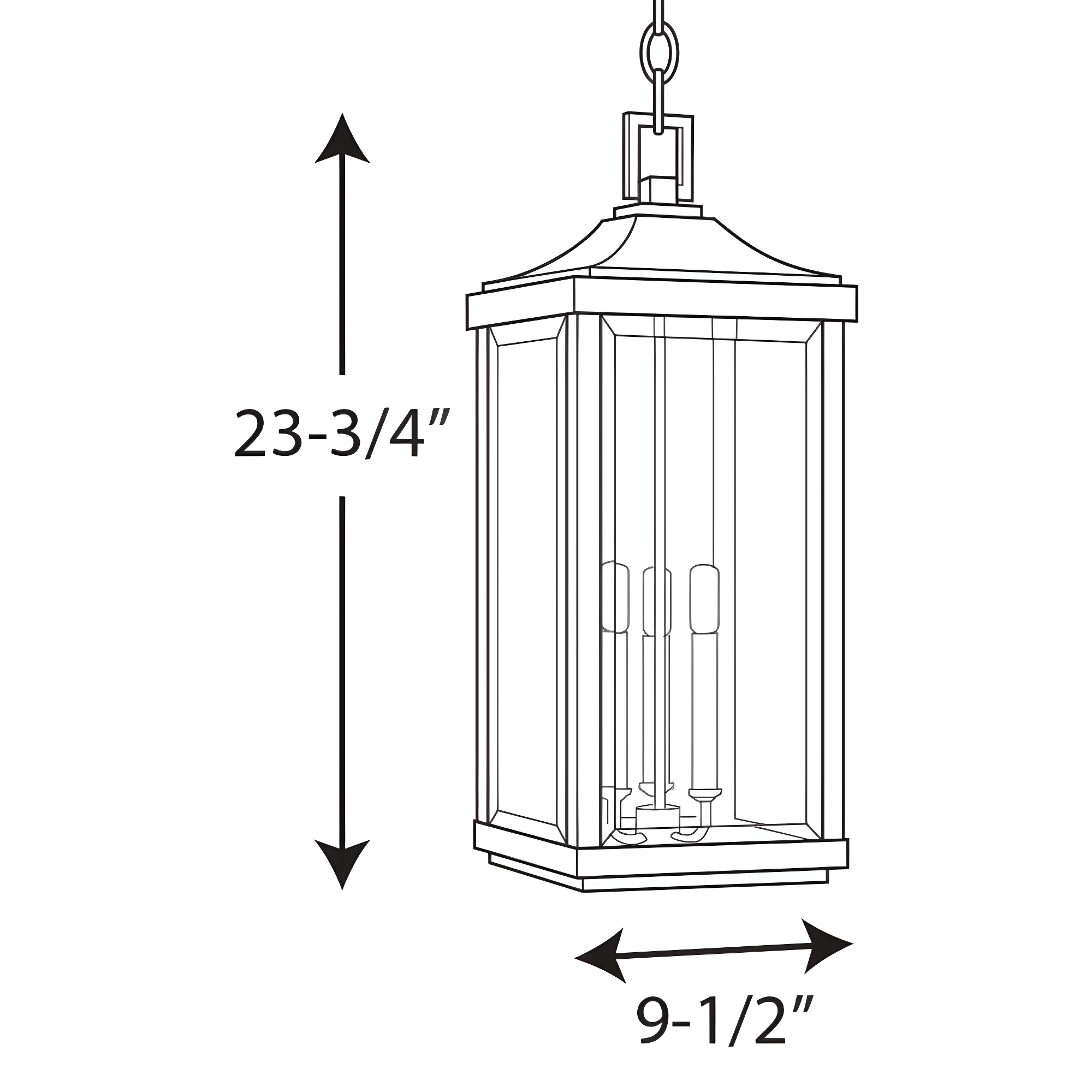 Progress Lighting Gibbes Street 3-Light Outdoor Hanging Lantern, Antique Bronze, Etched White Pillar Shade